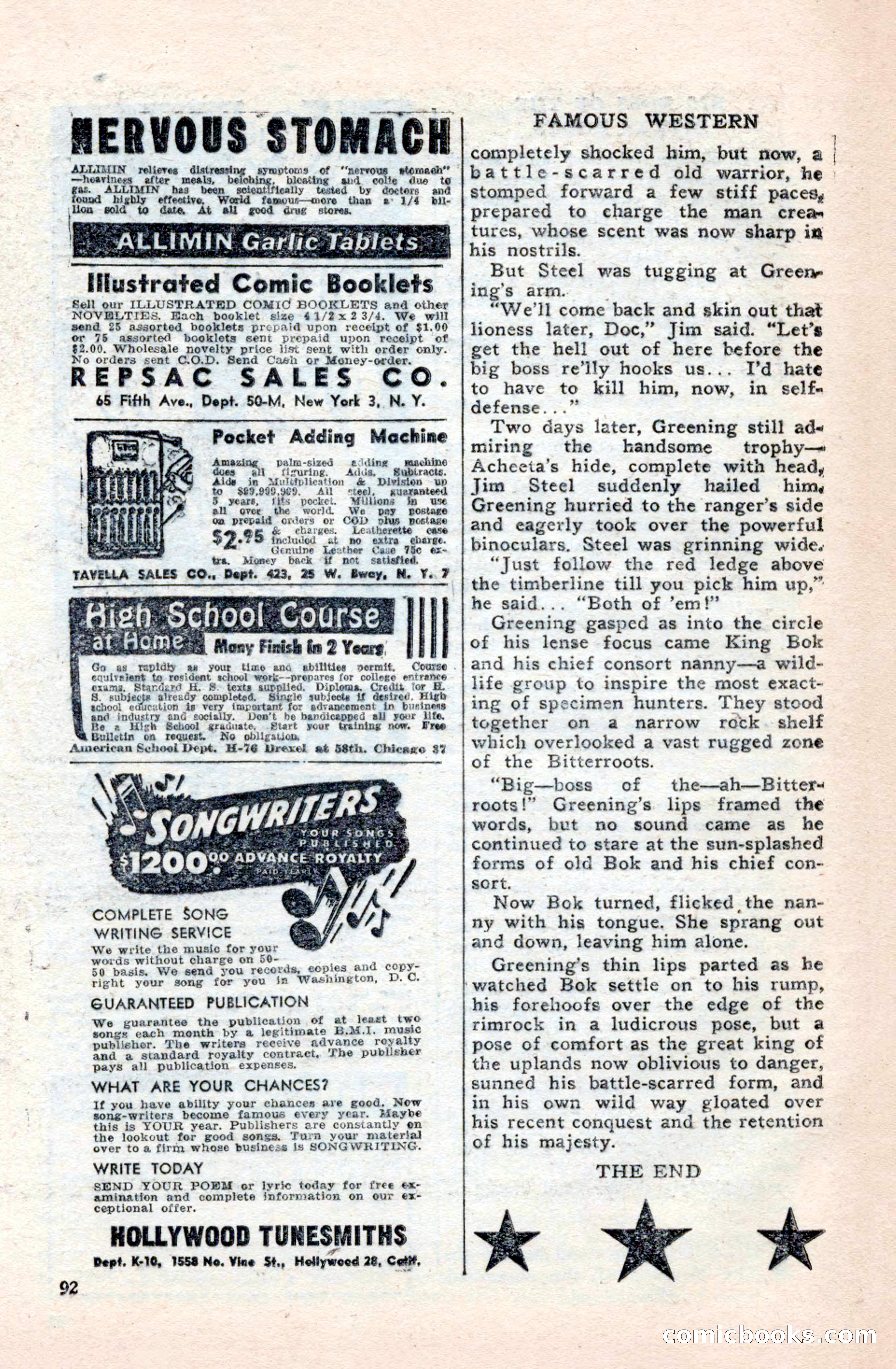 Famous Western, October 1950 — page 92 of 100
