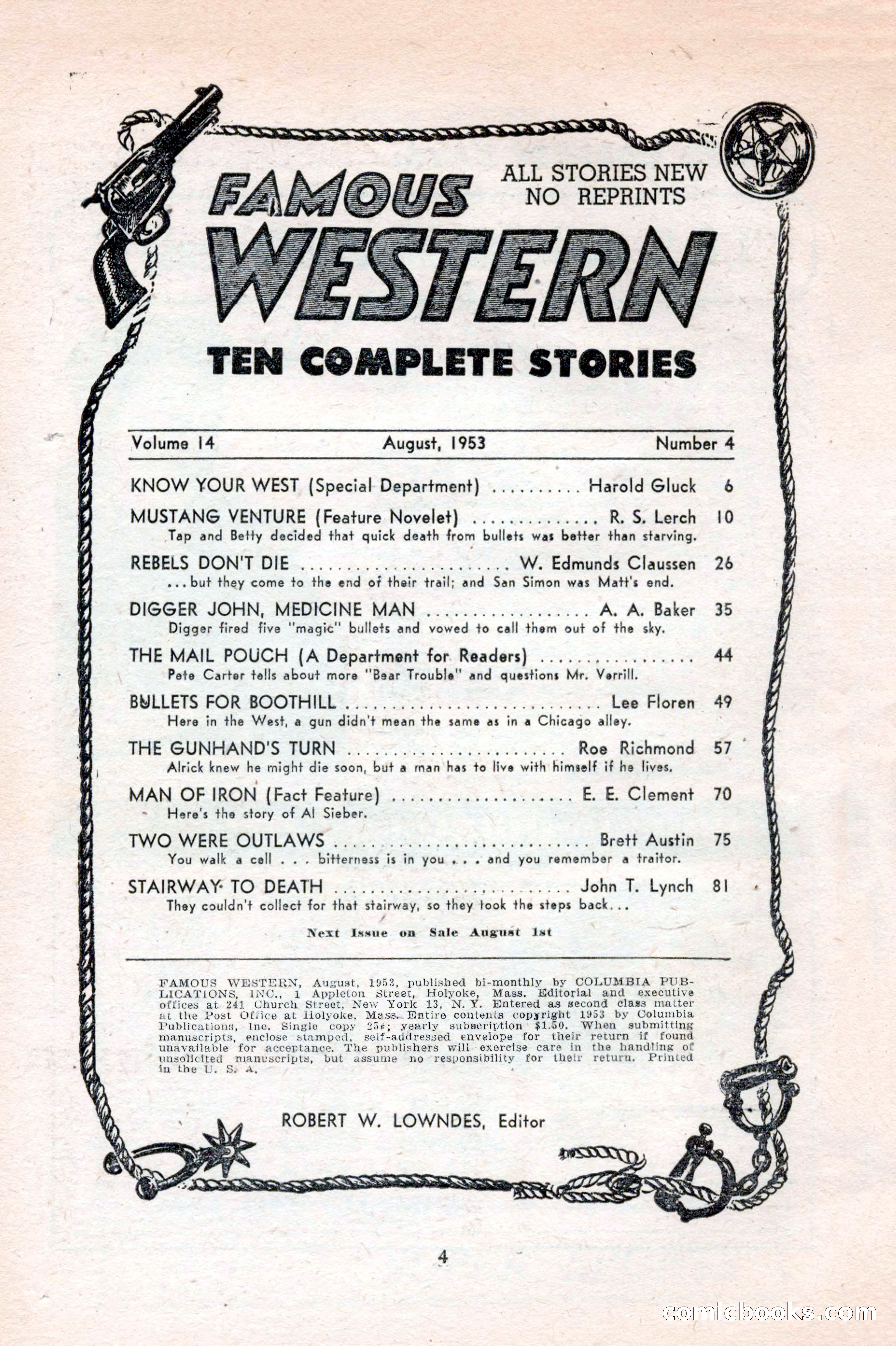 Famous Western, August 1953 — page 4 of 100