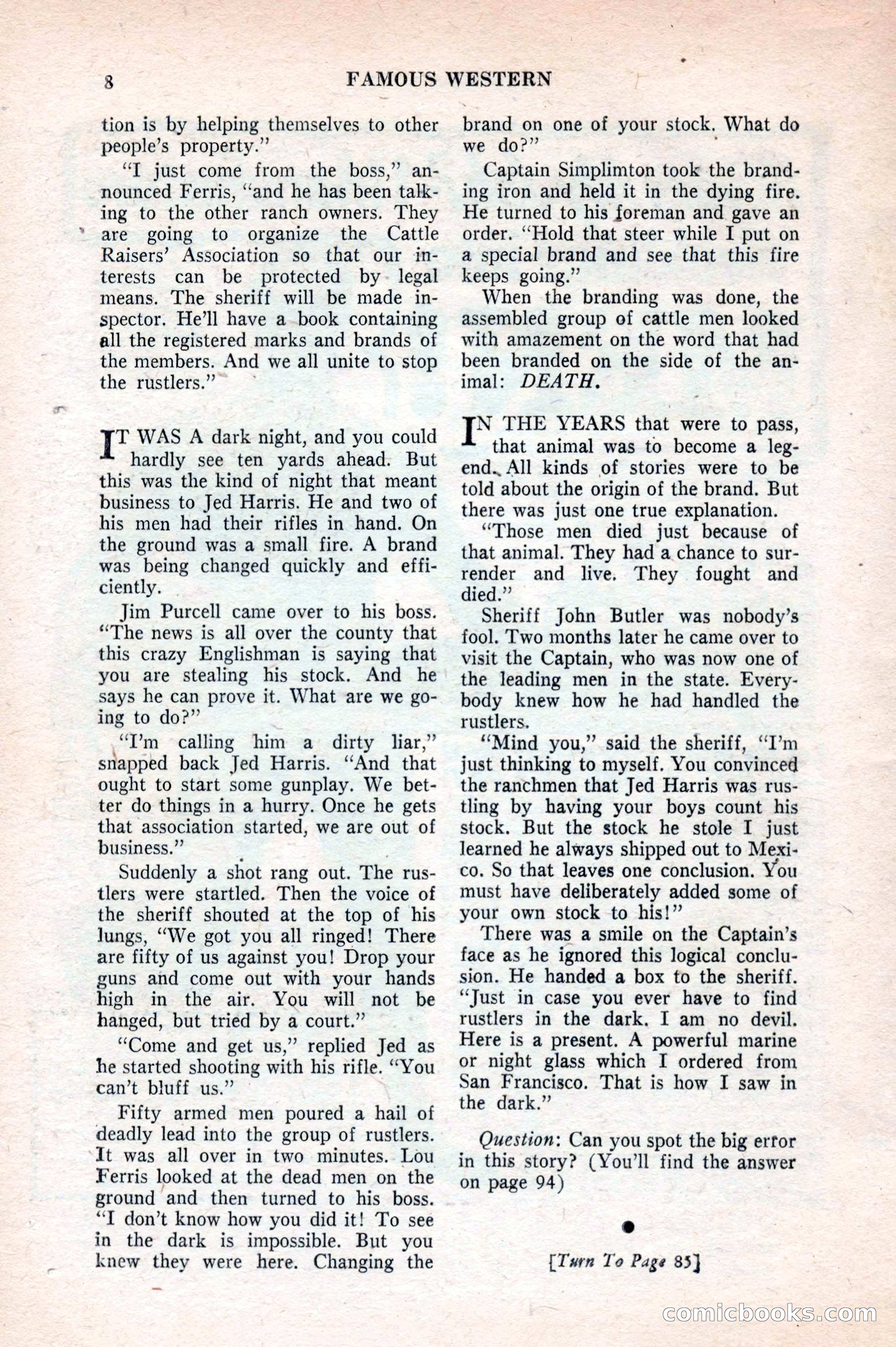 Famous Western, August 1953 — page 8 of 100