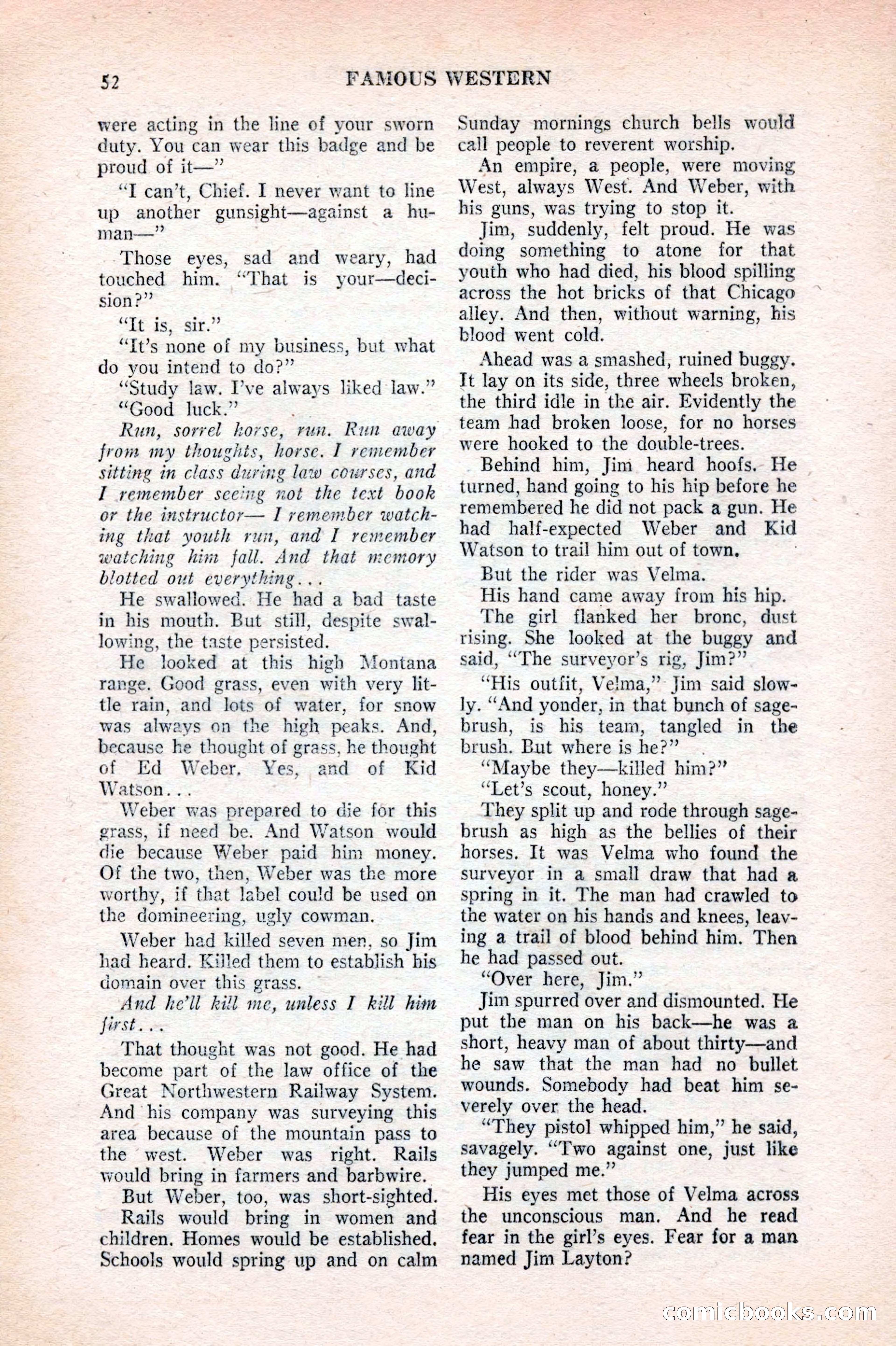 Famous Western, August 1953 — page 52 of 100