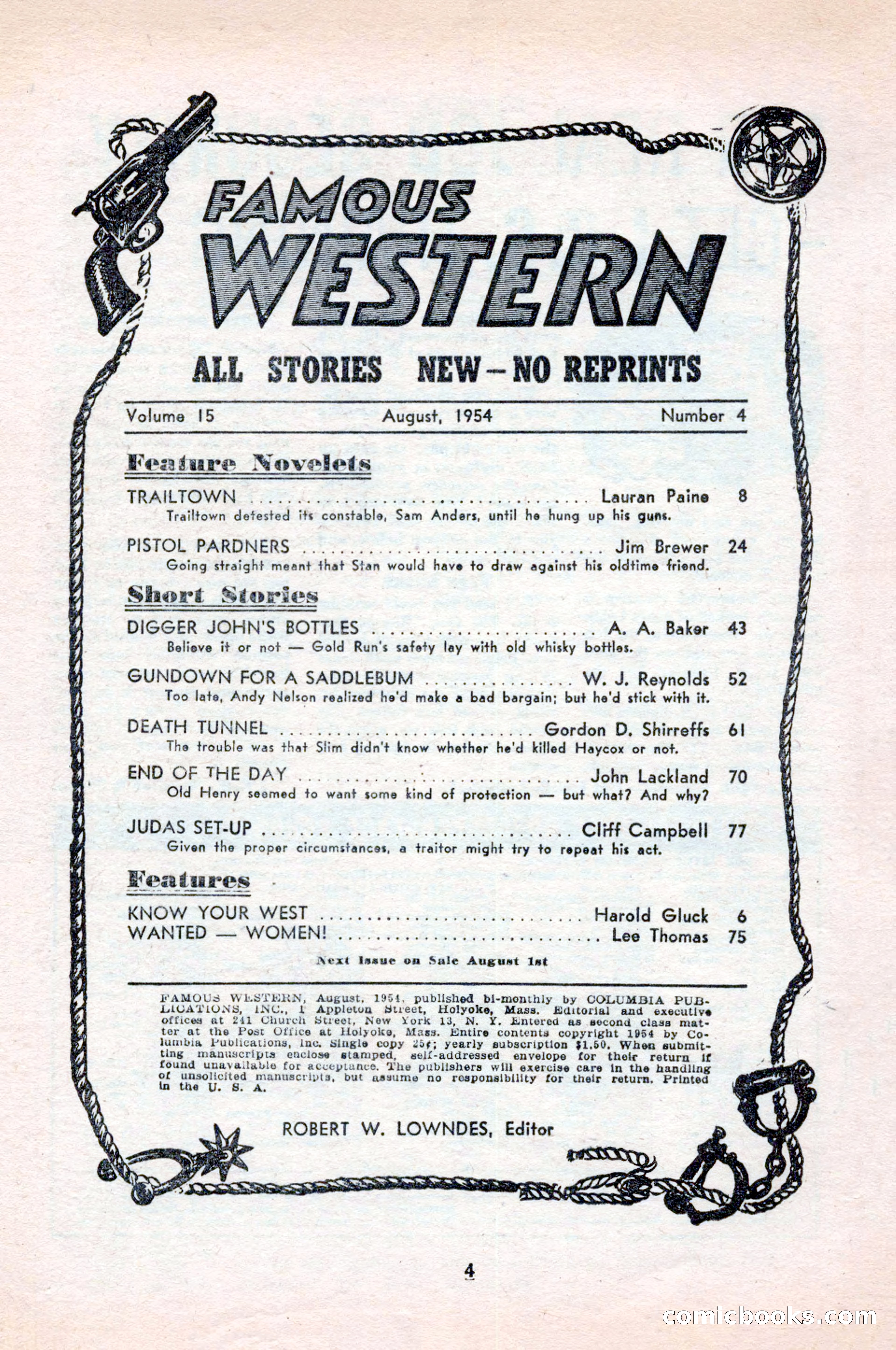 Famous Western, August 1954 — page 4 of 100