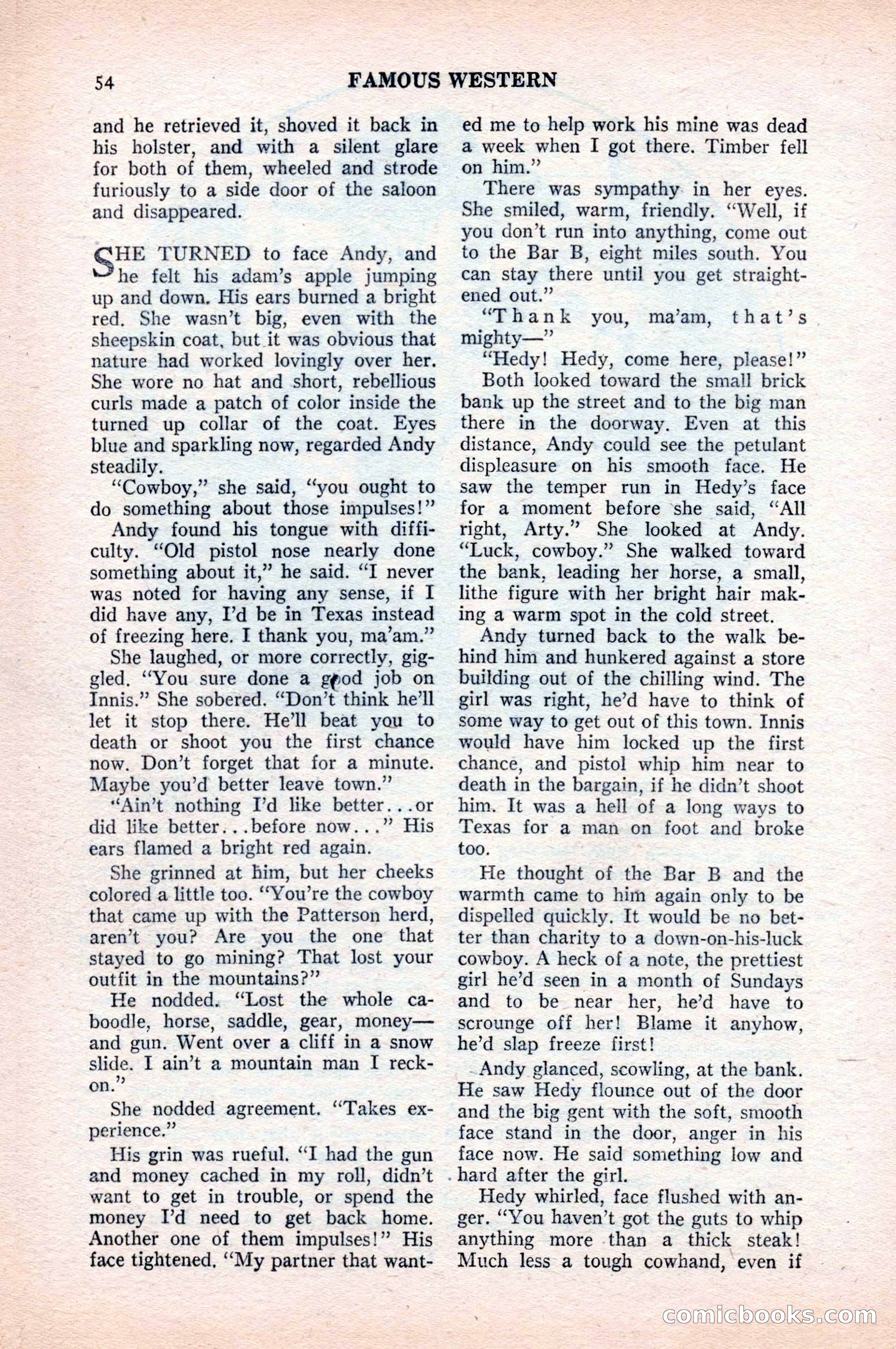 Famous Western, August 1954 — page 54 of 100