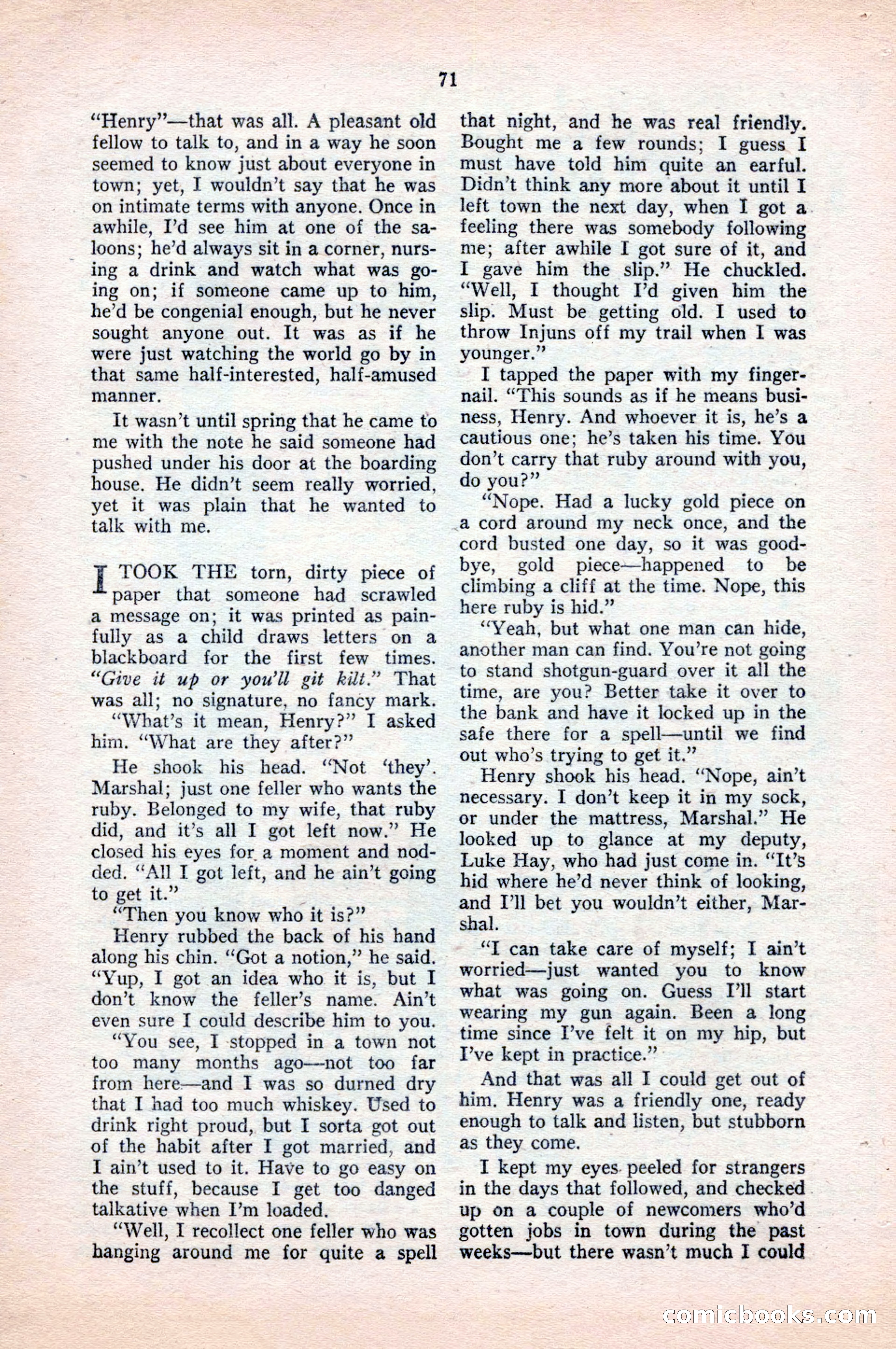 Famous Western, August 1954 — page 71 of 100