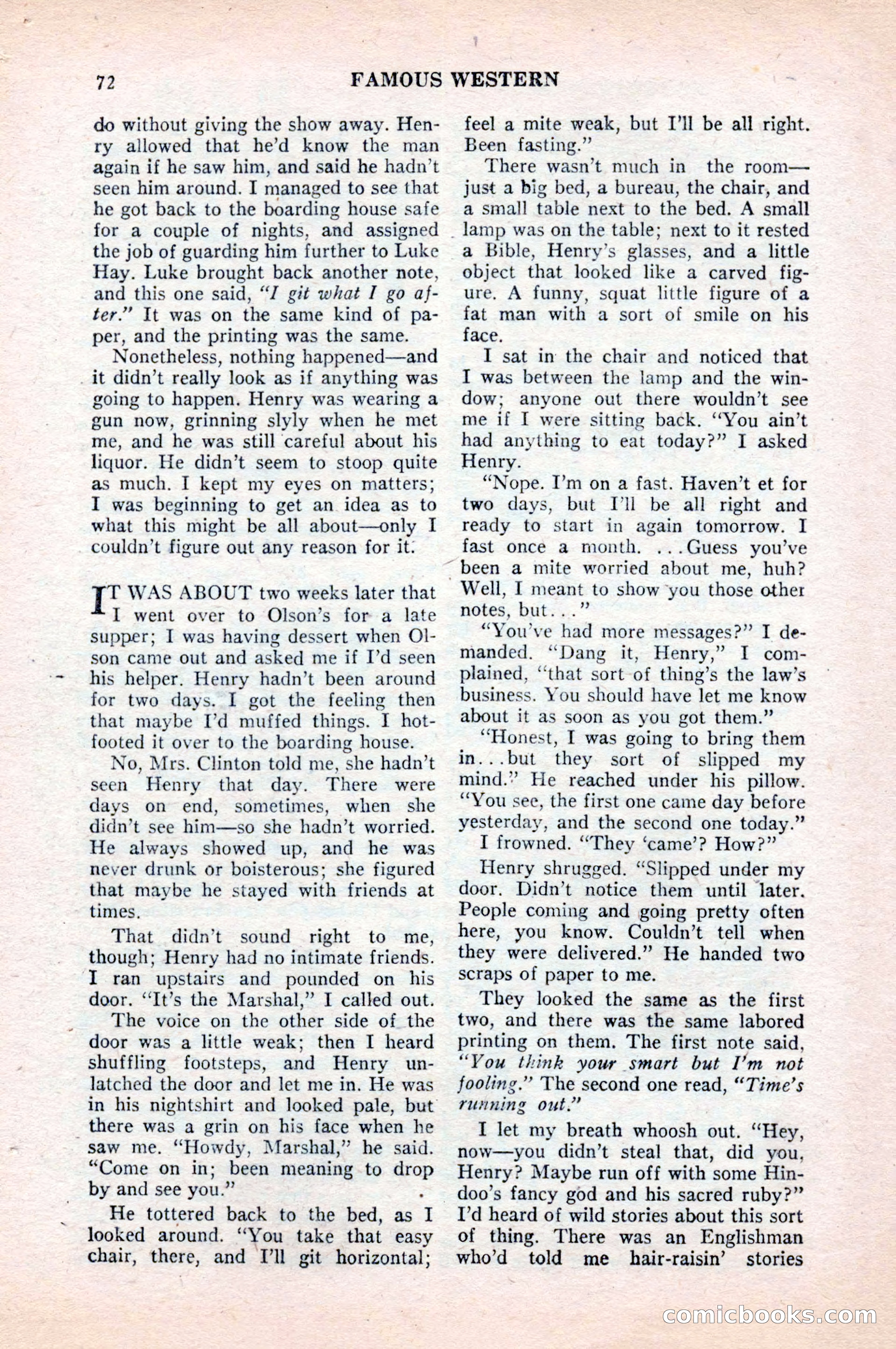 Famous Western, August 1954 — page 72 of 100