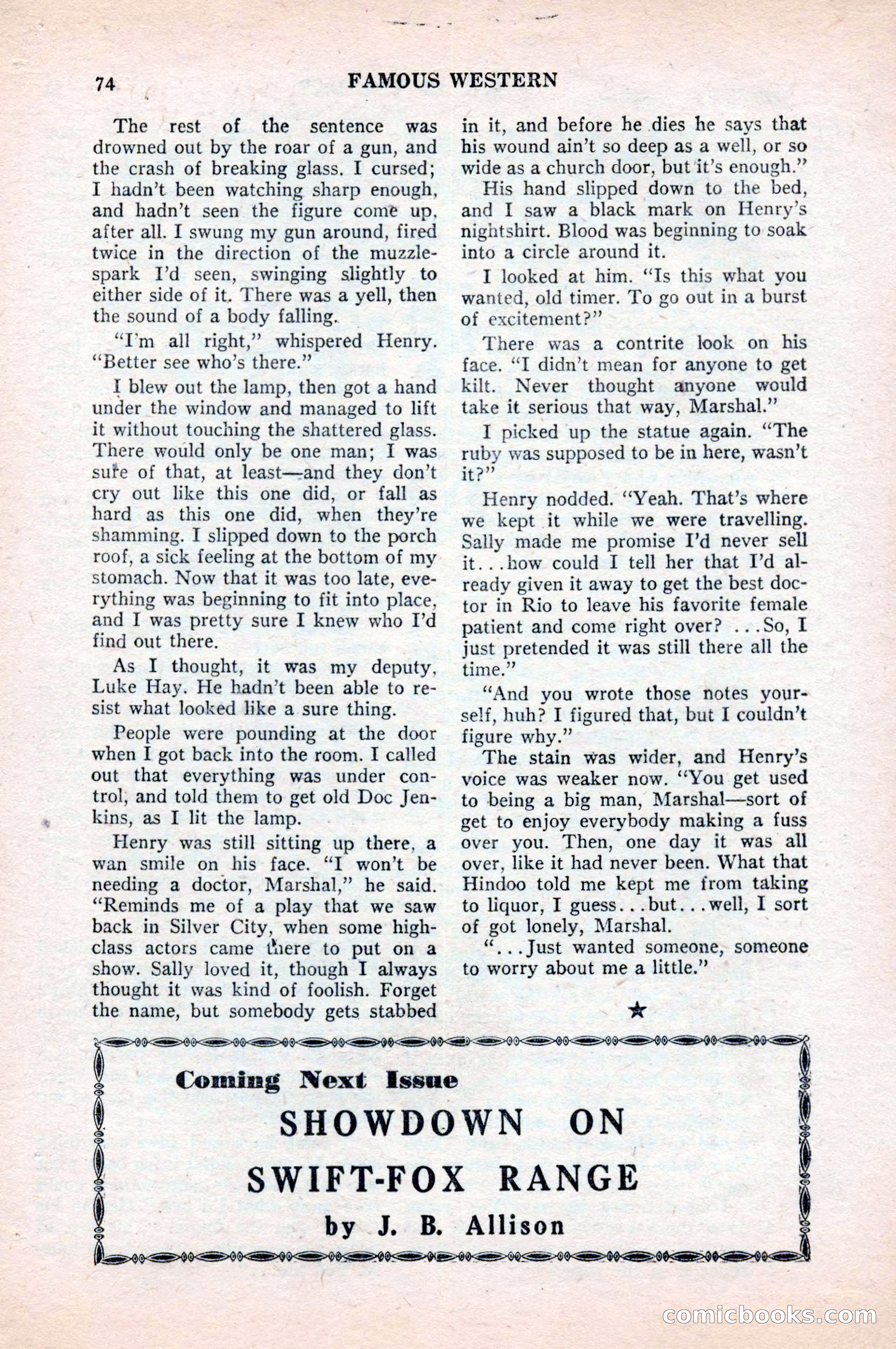 Famous Western, August 1954 — page 74 of 100