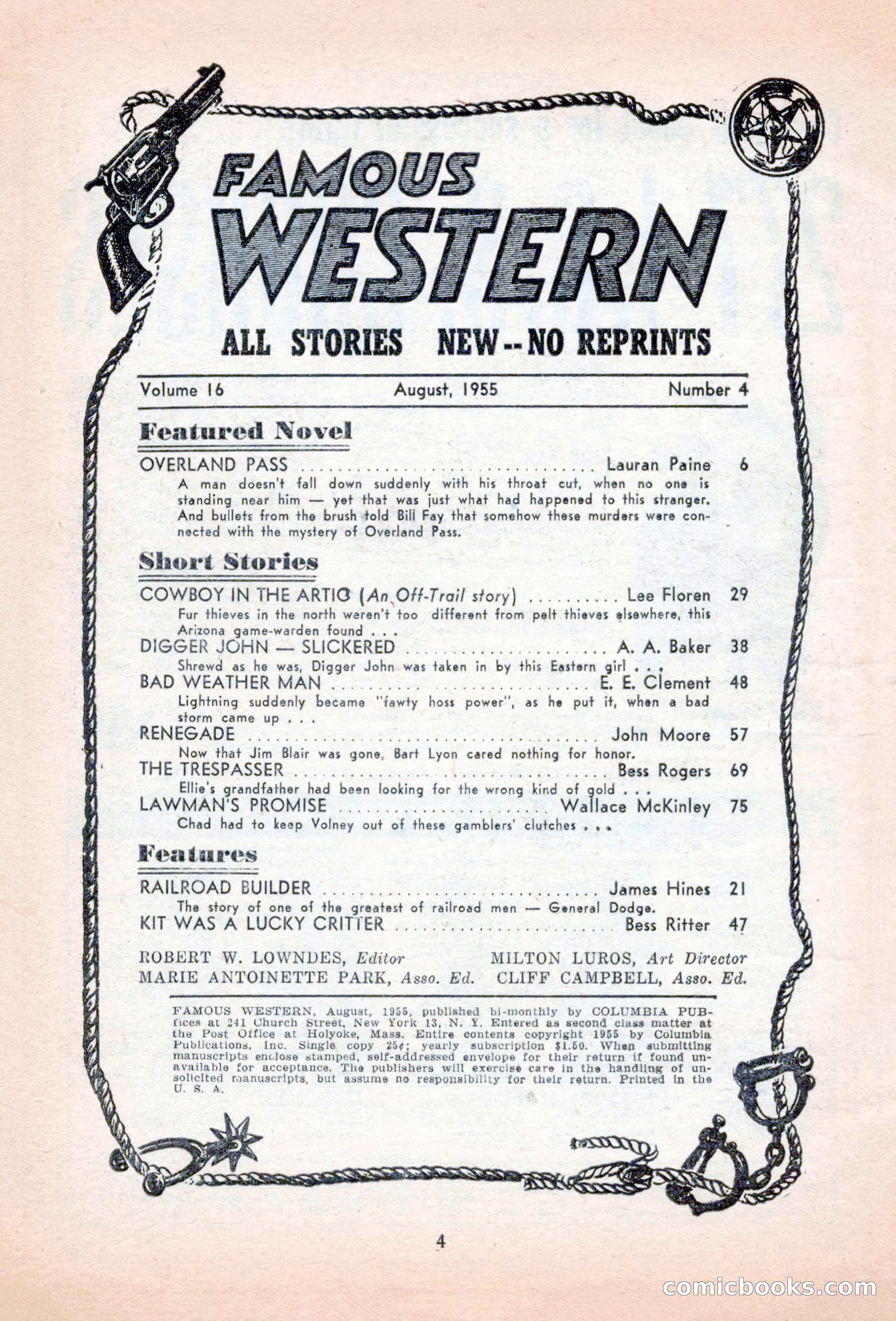 Famous Western, August 1955 — page 4 of 100