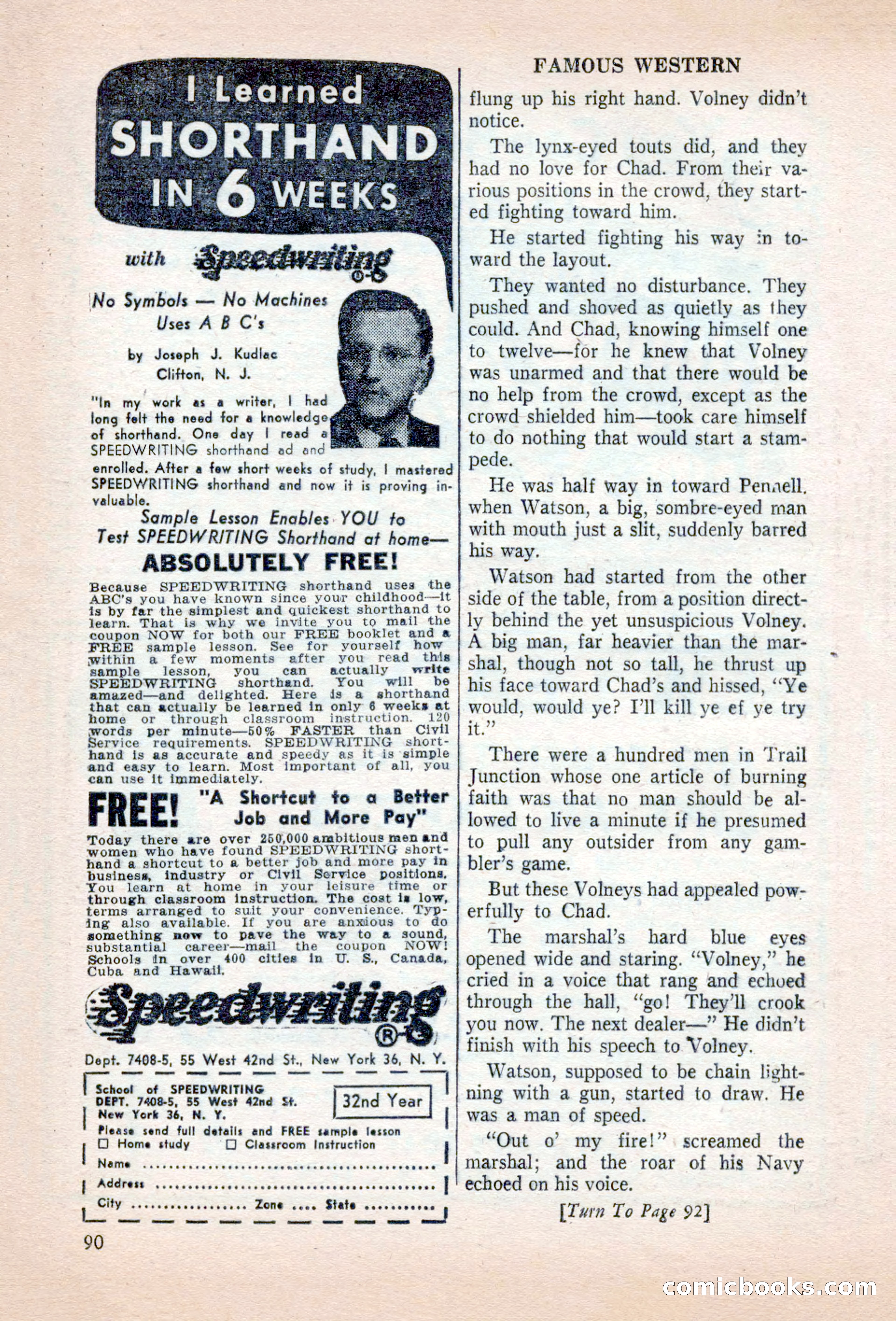 Famous Western, August 1955 — page 90 of 100