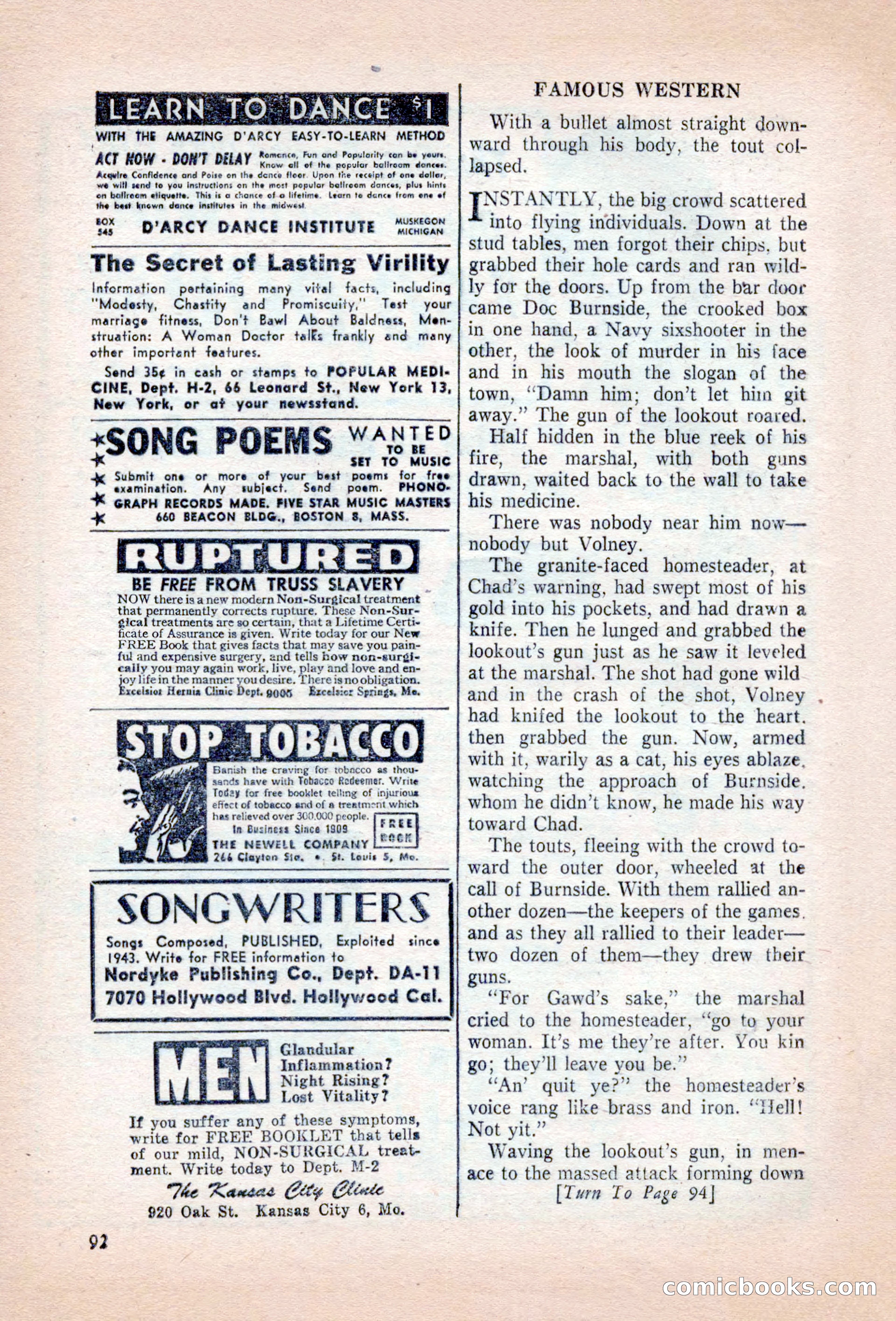 Famous Western, August 1955 — page 92 of 100
