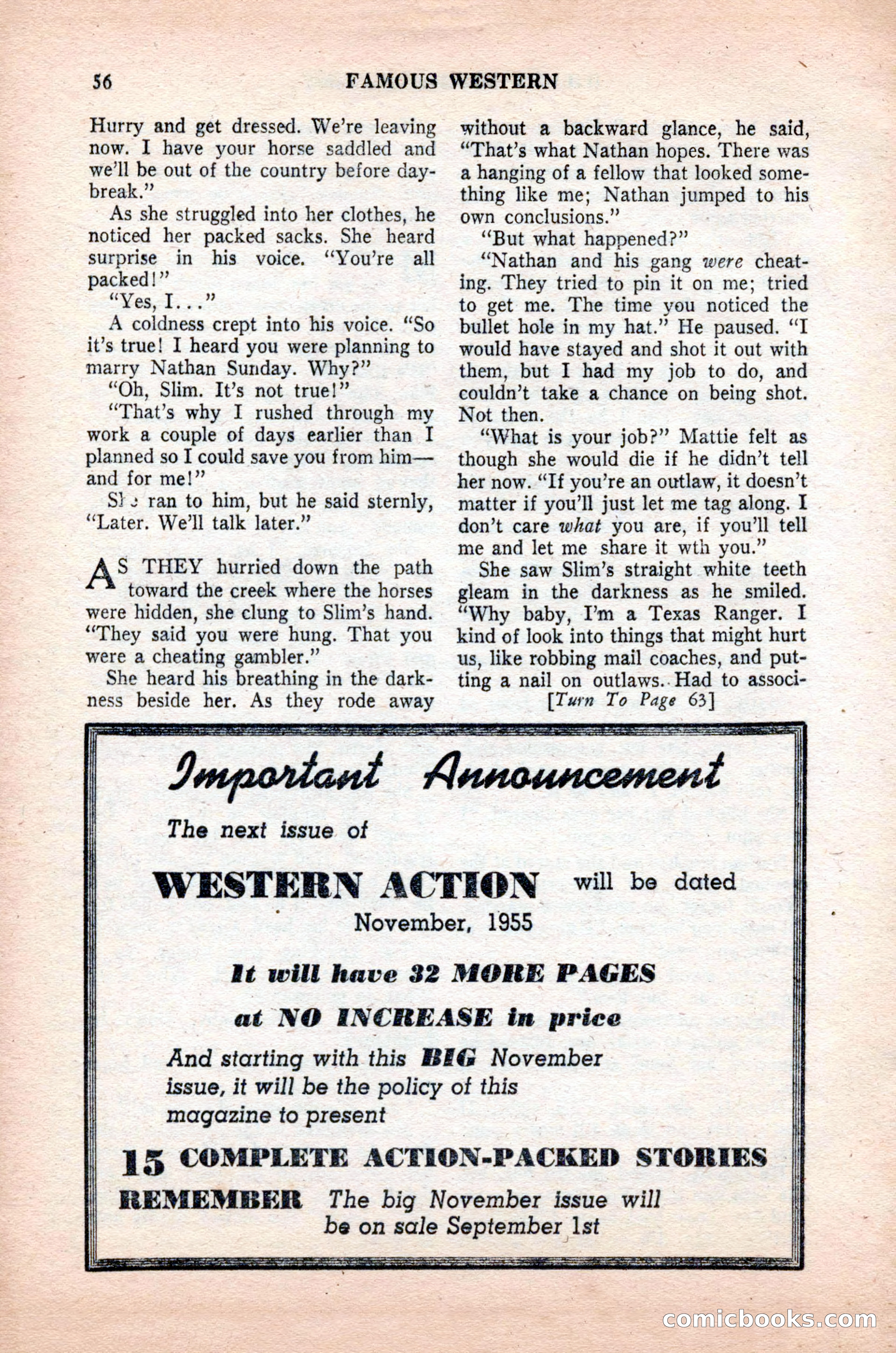 Famous Western, October 1955 — page 56 of 100