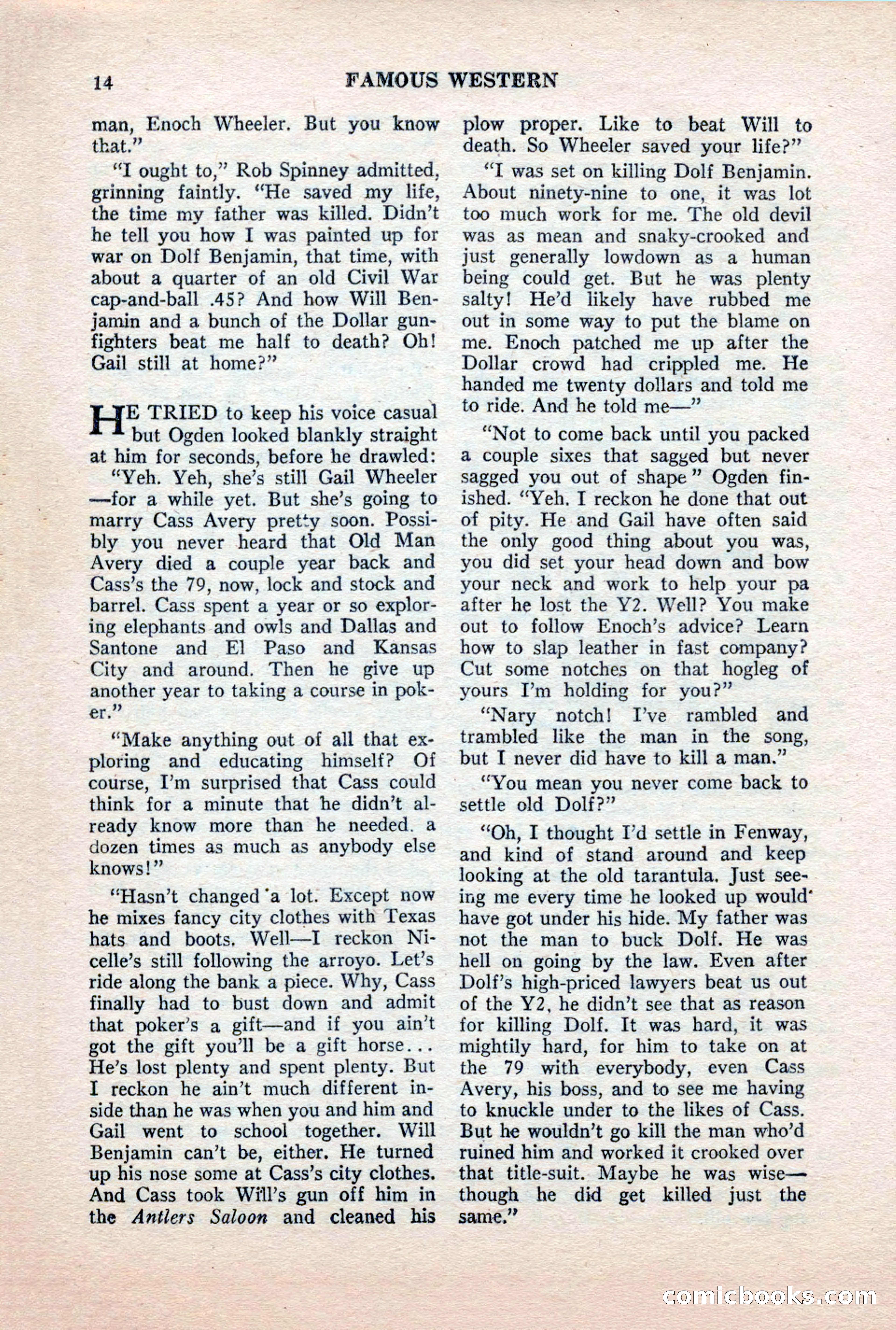 Famous Western, October 1956 — page 14 of 100