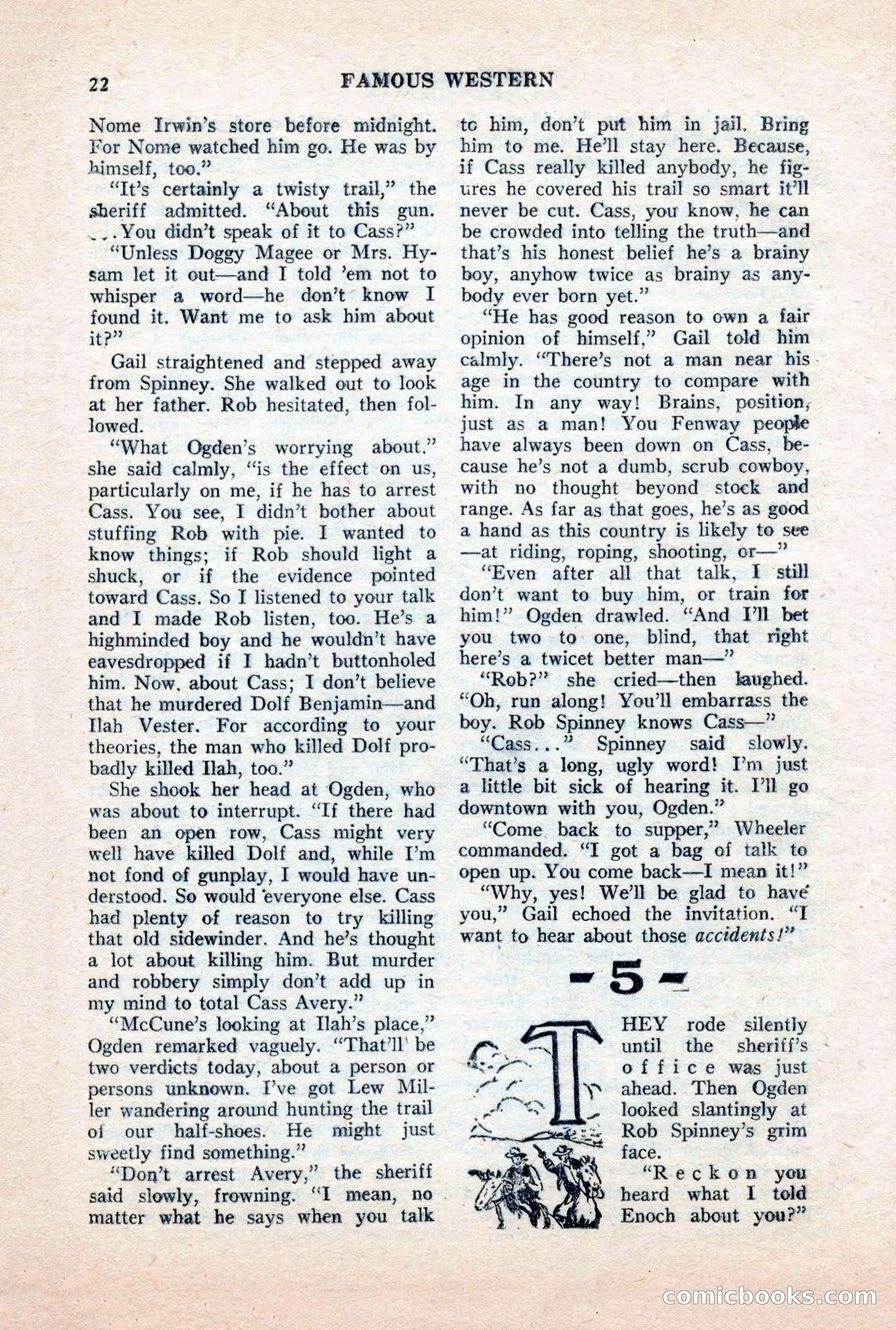 Famous Western, October 1956 — page 22 of 100