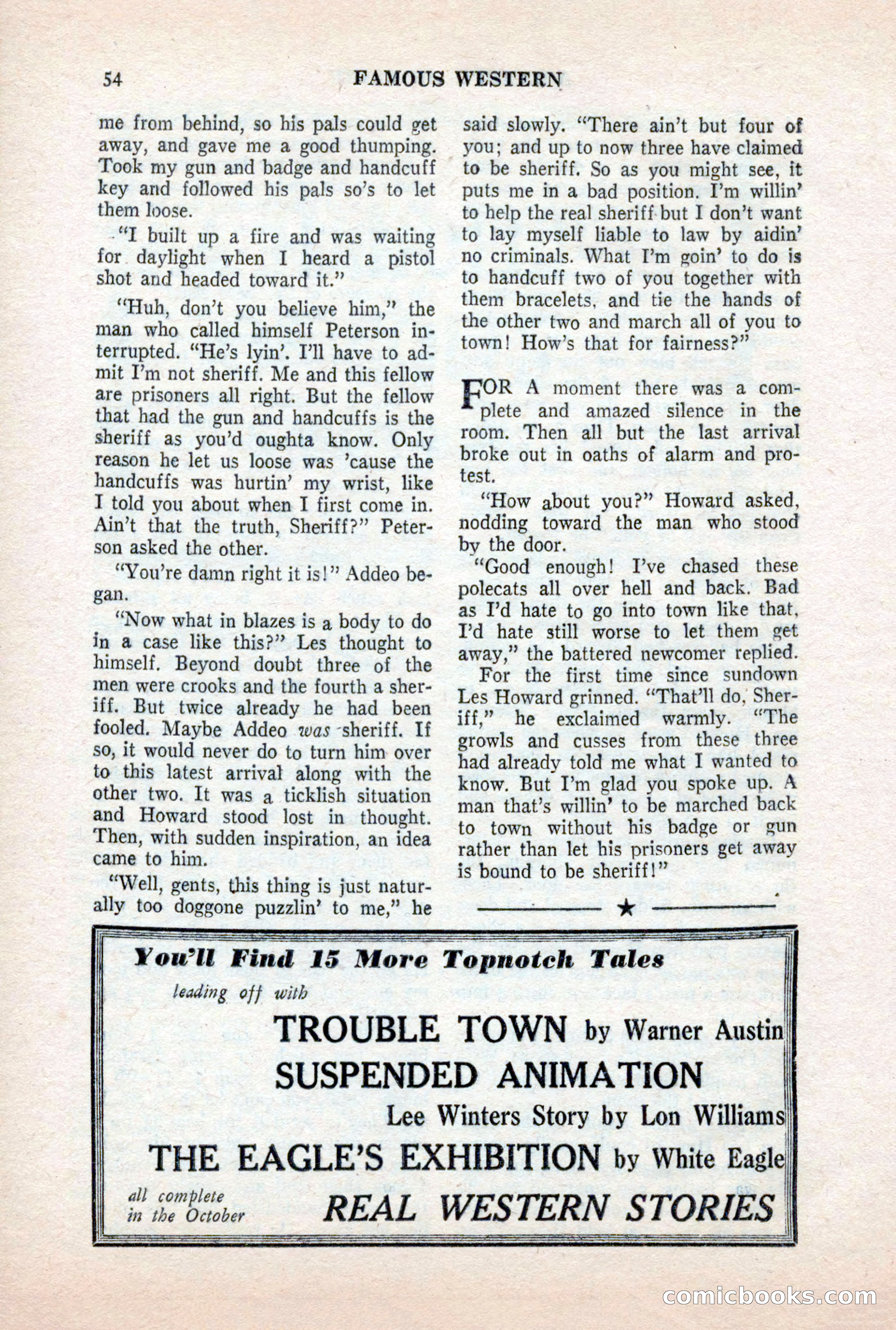 Famous Western, October 1956 — page 54 of 100