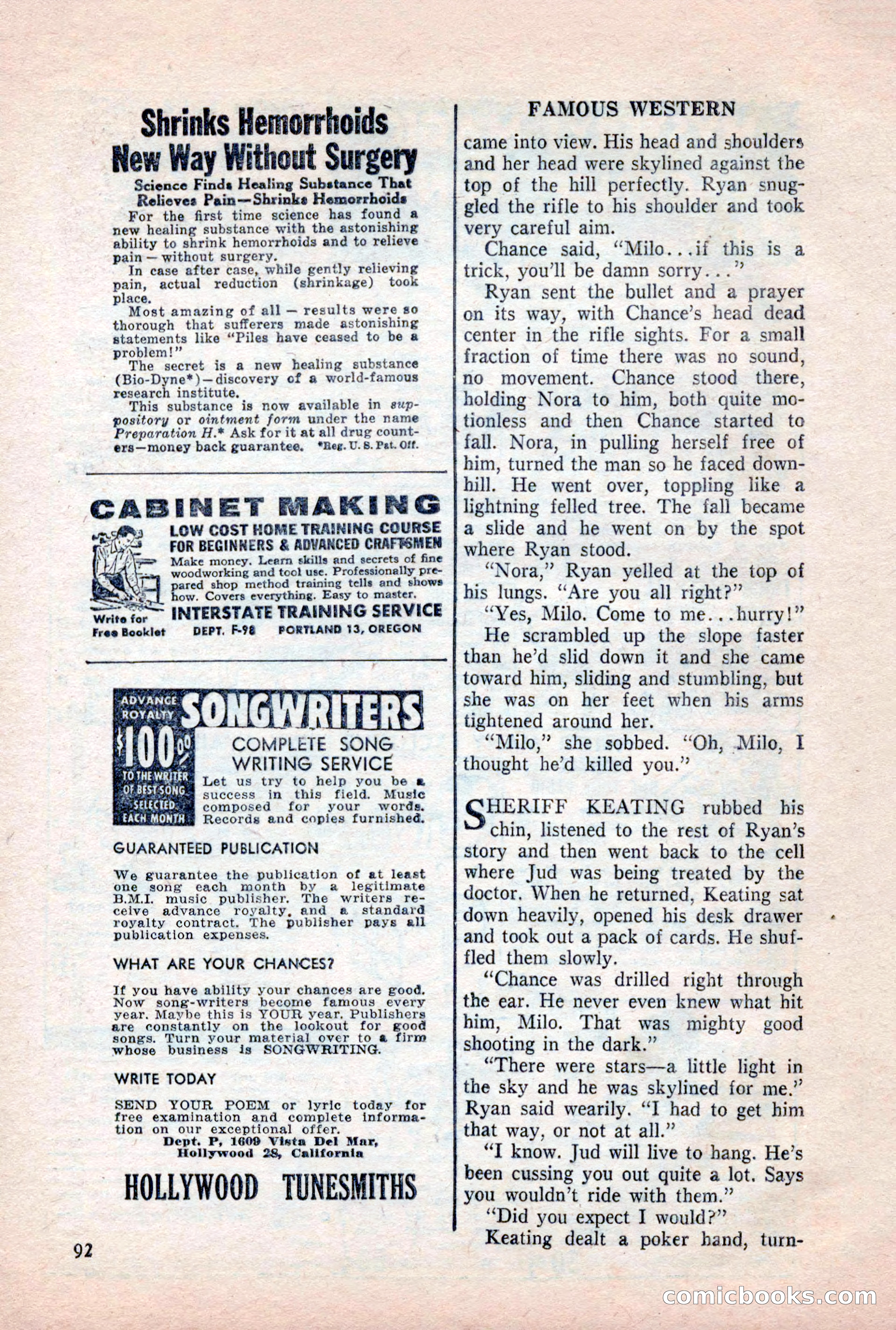 Famous Western, October 1956 — page 92 of 100