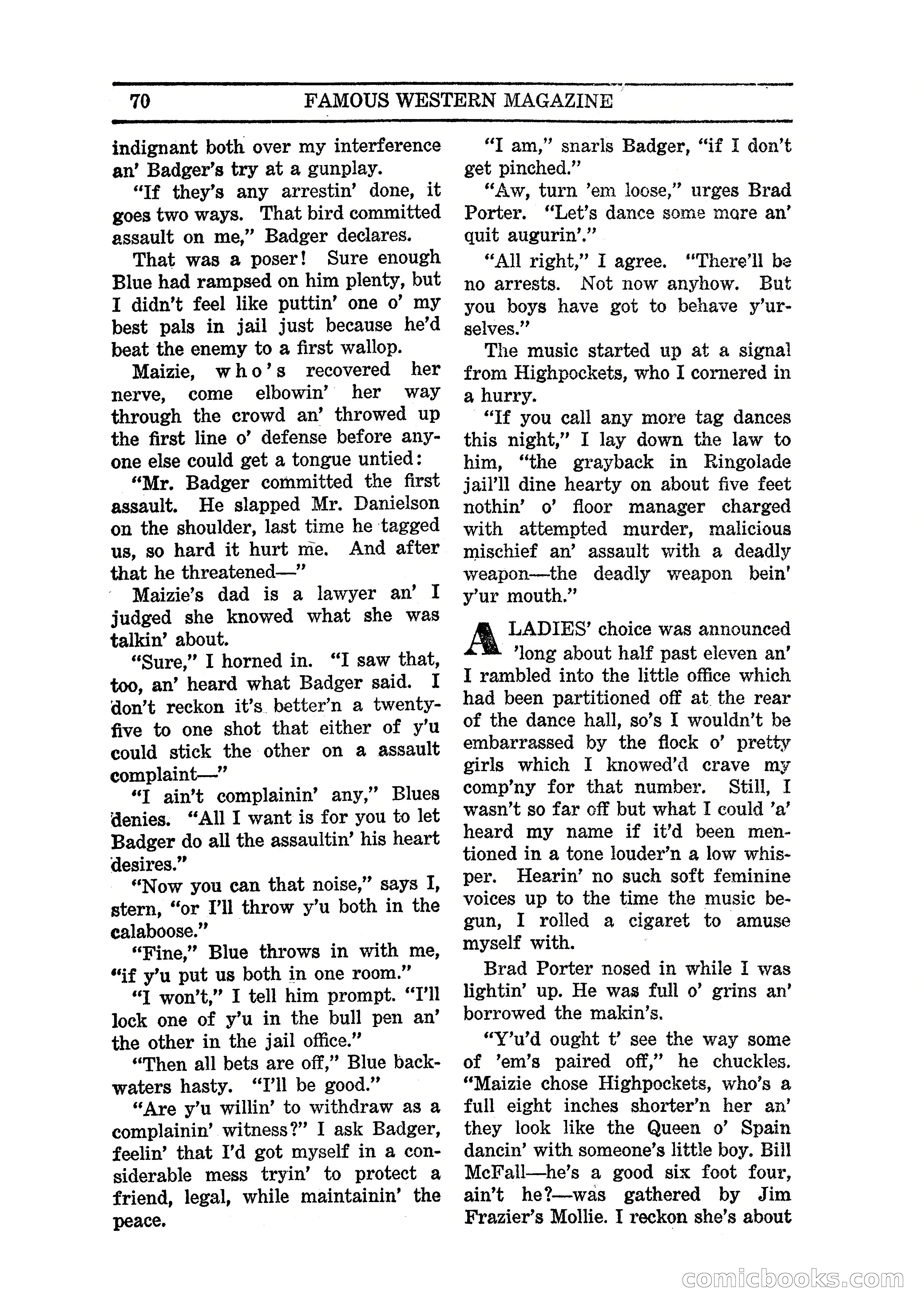 Famous Western, March 1938 — page 72 of 116