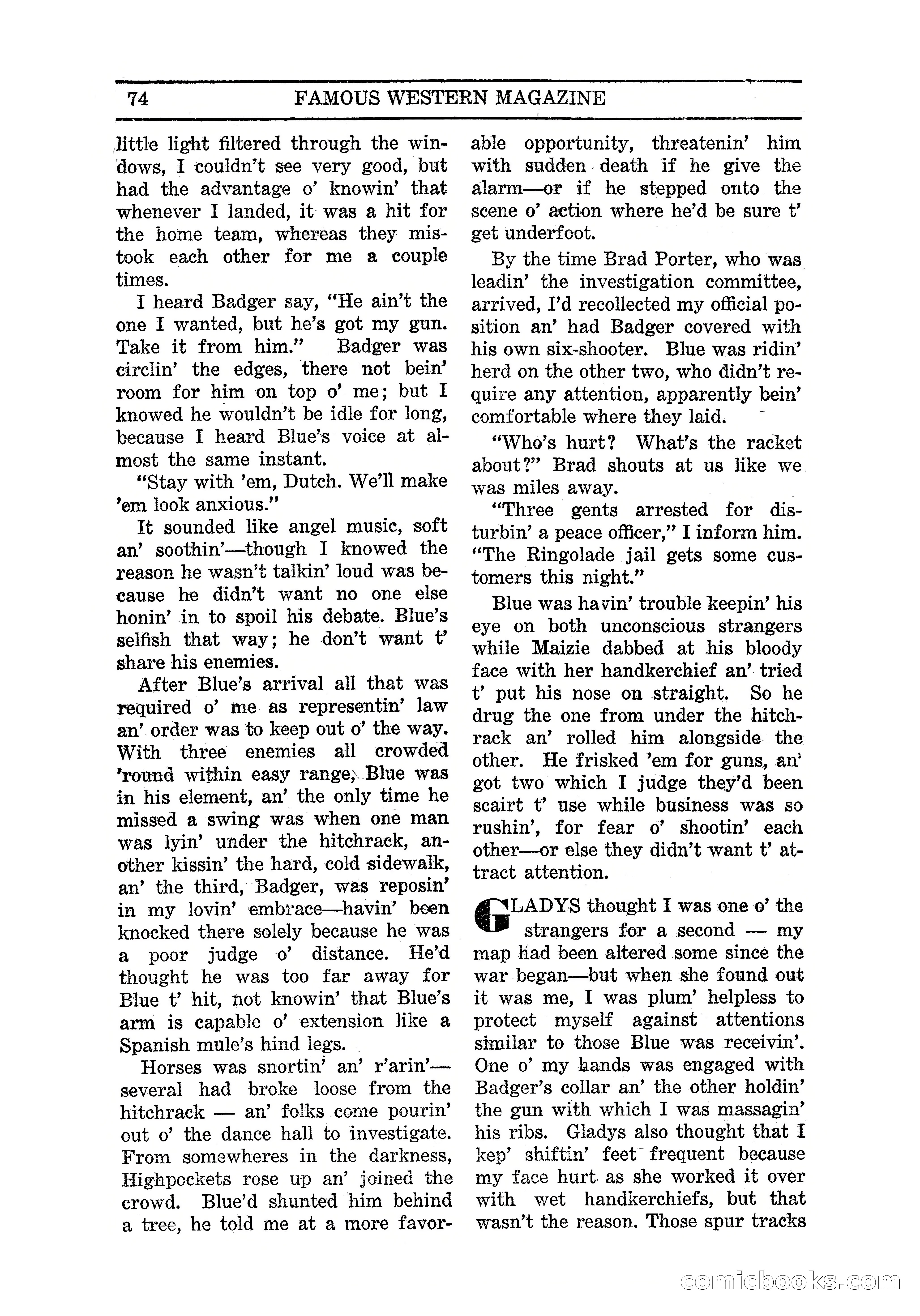 Famous Western, March 1938 — page 76 of 116