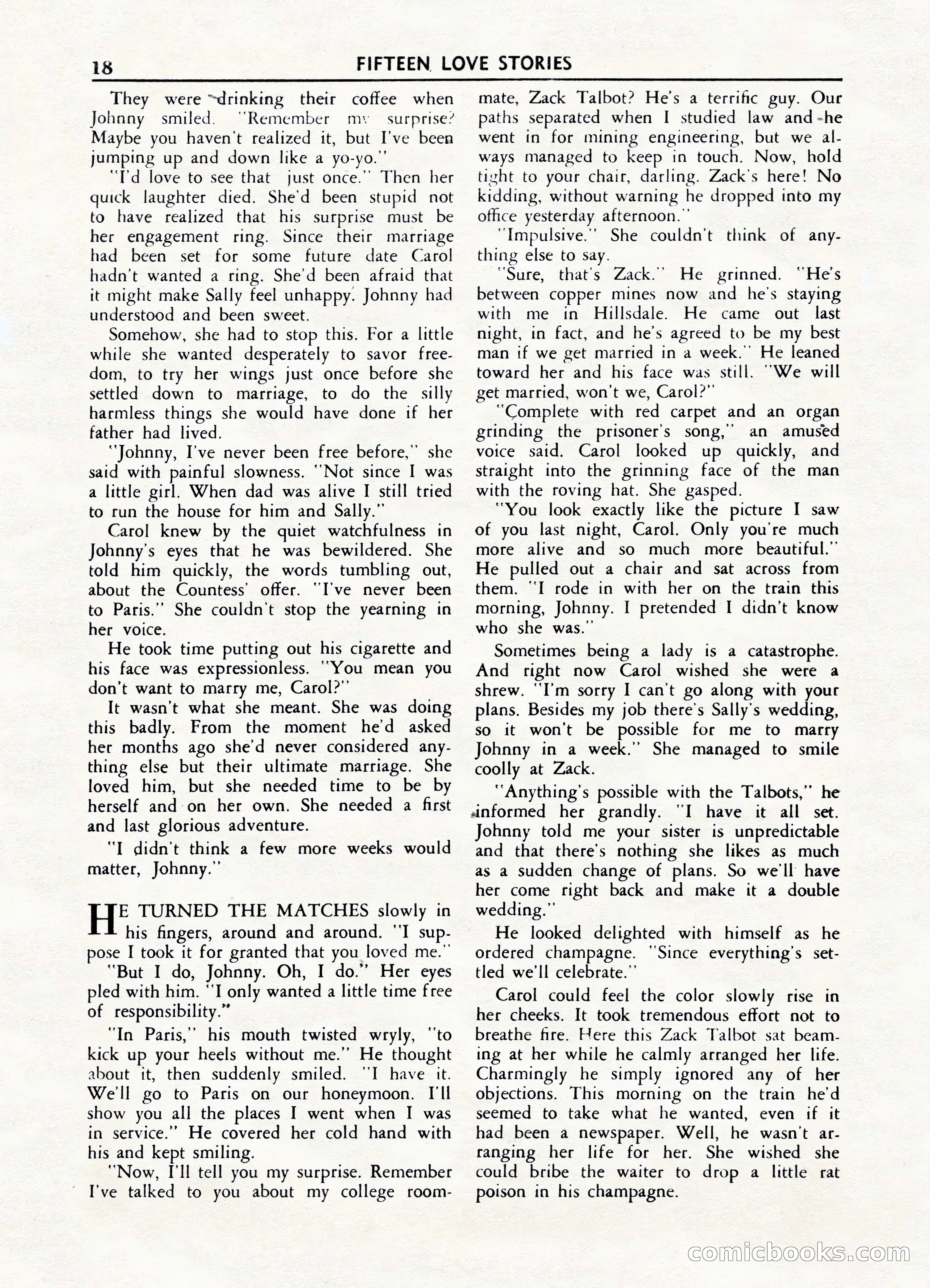 Fifteen Love Stories, March 1954 — page 18 of 116
