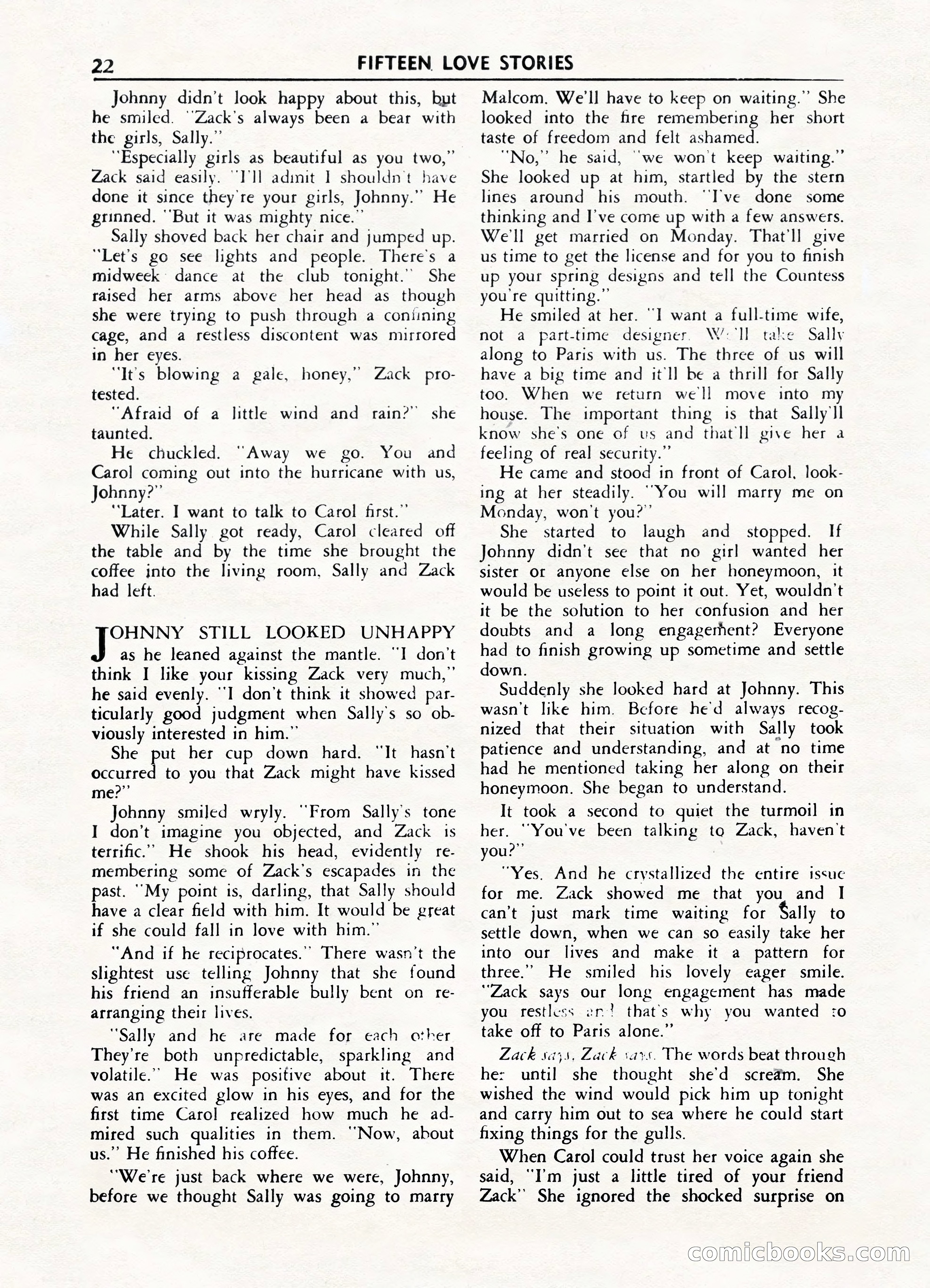 Fifteen Love Stories, March 1954 — page 22 of 116