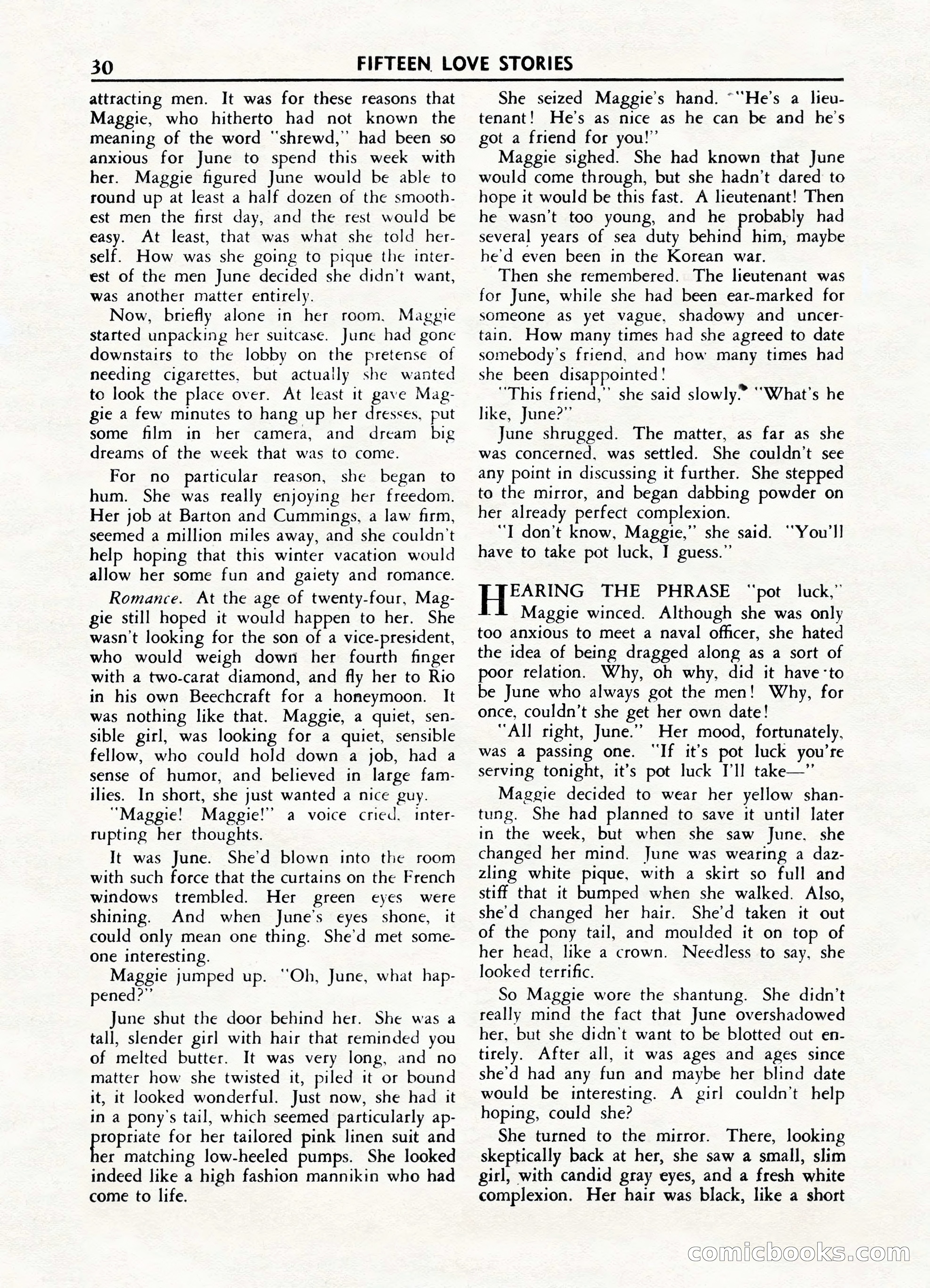 Fifteen Love Stories, March 1954 — page 30 of 116
