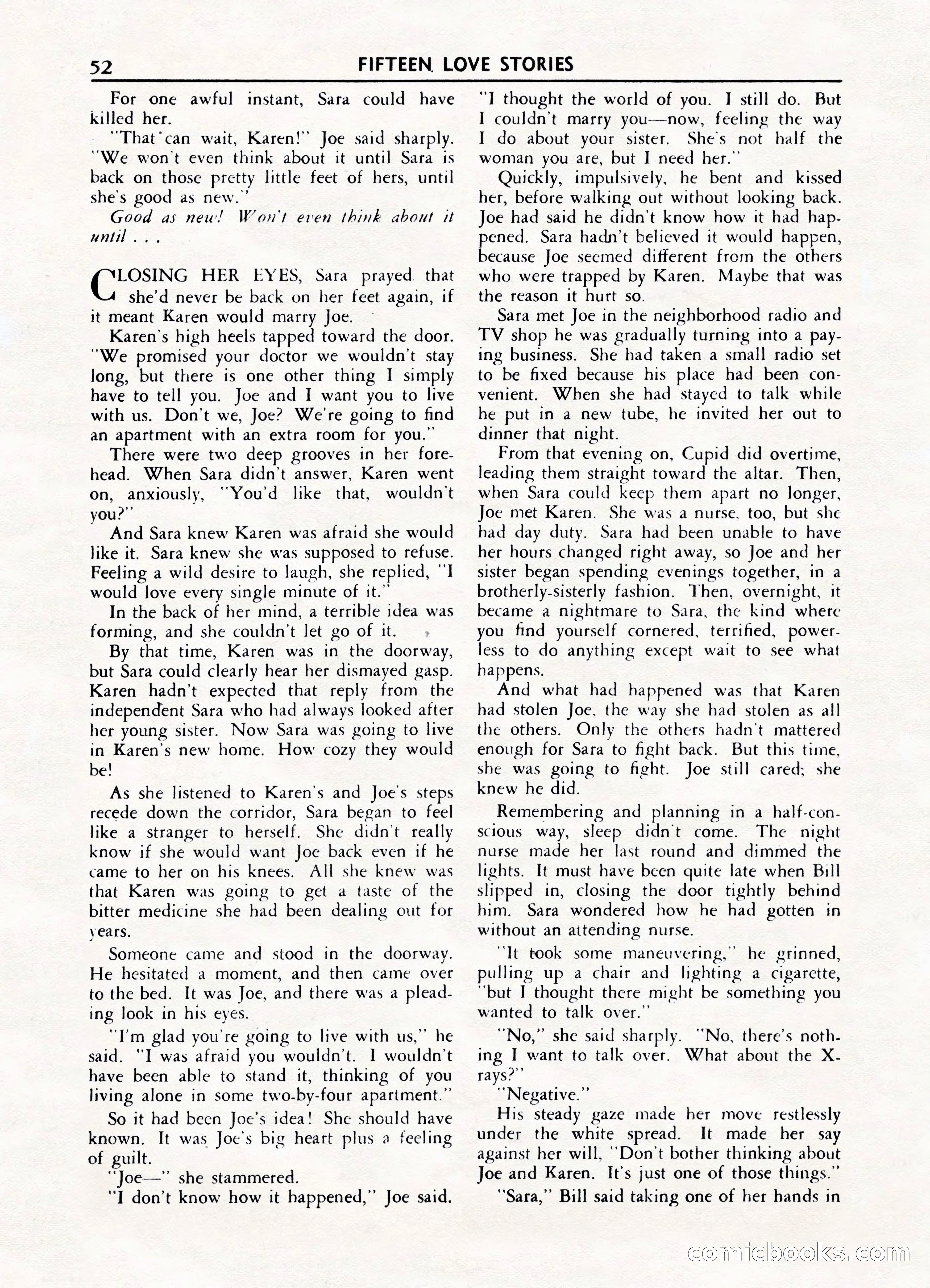 Fifteen Love Stories, March 1954 — page 52 of 116