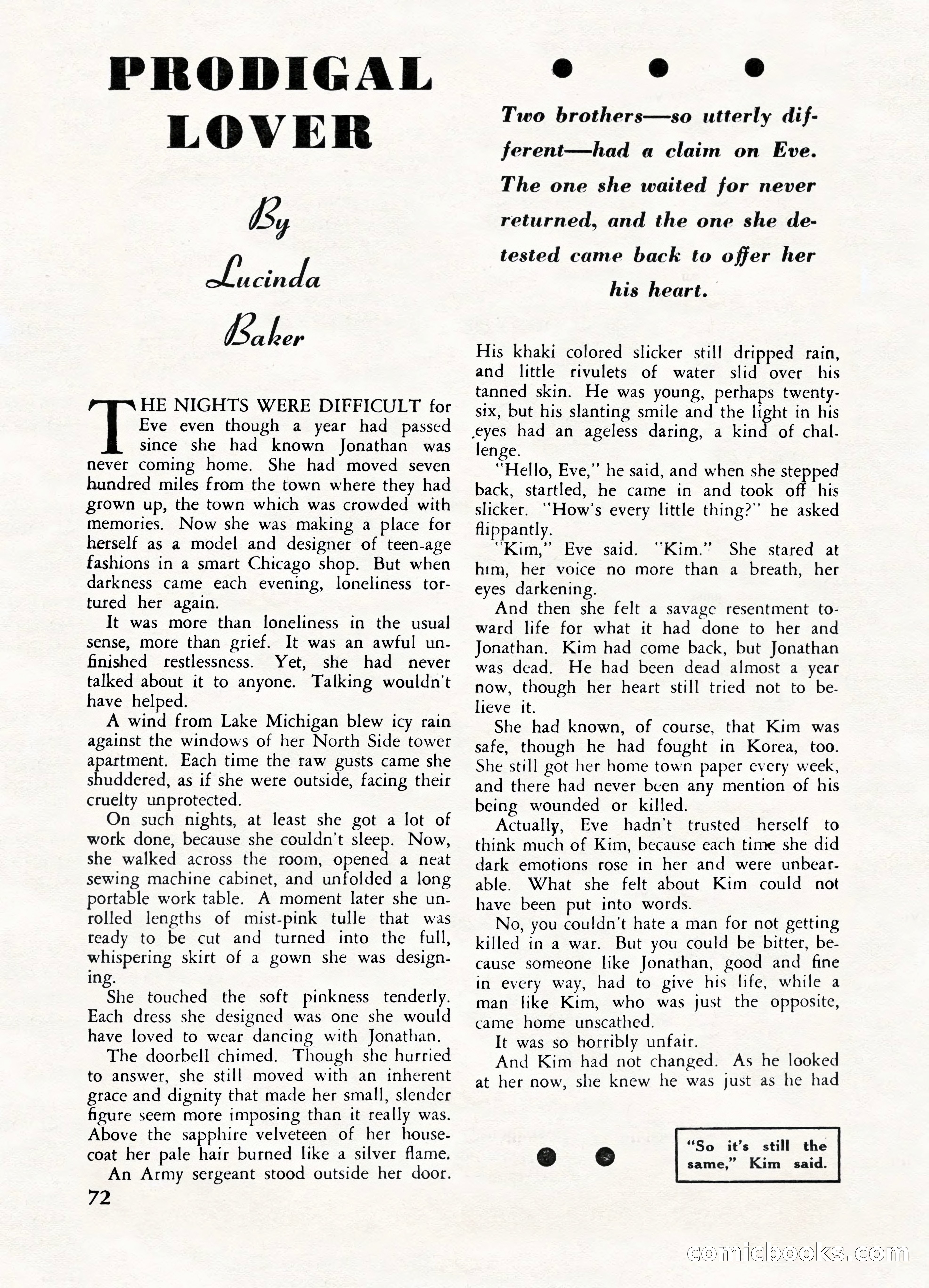 Fifteen Love Stories, March 1954 — page 72 of 116