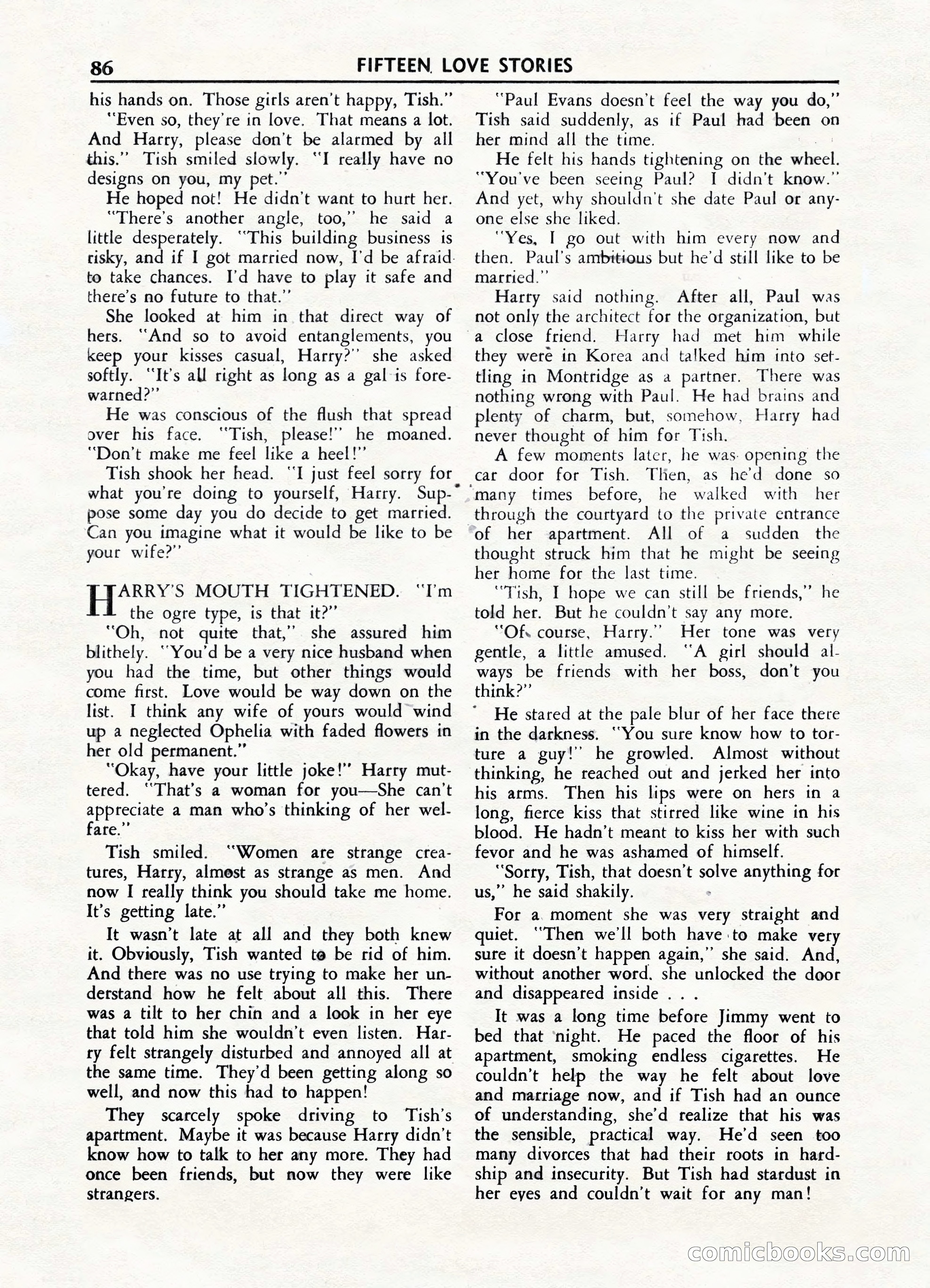 Fifteen Love Stories, March 1954 — page 86 of 116