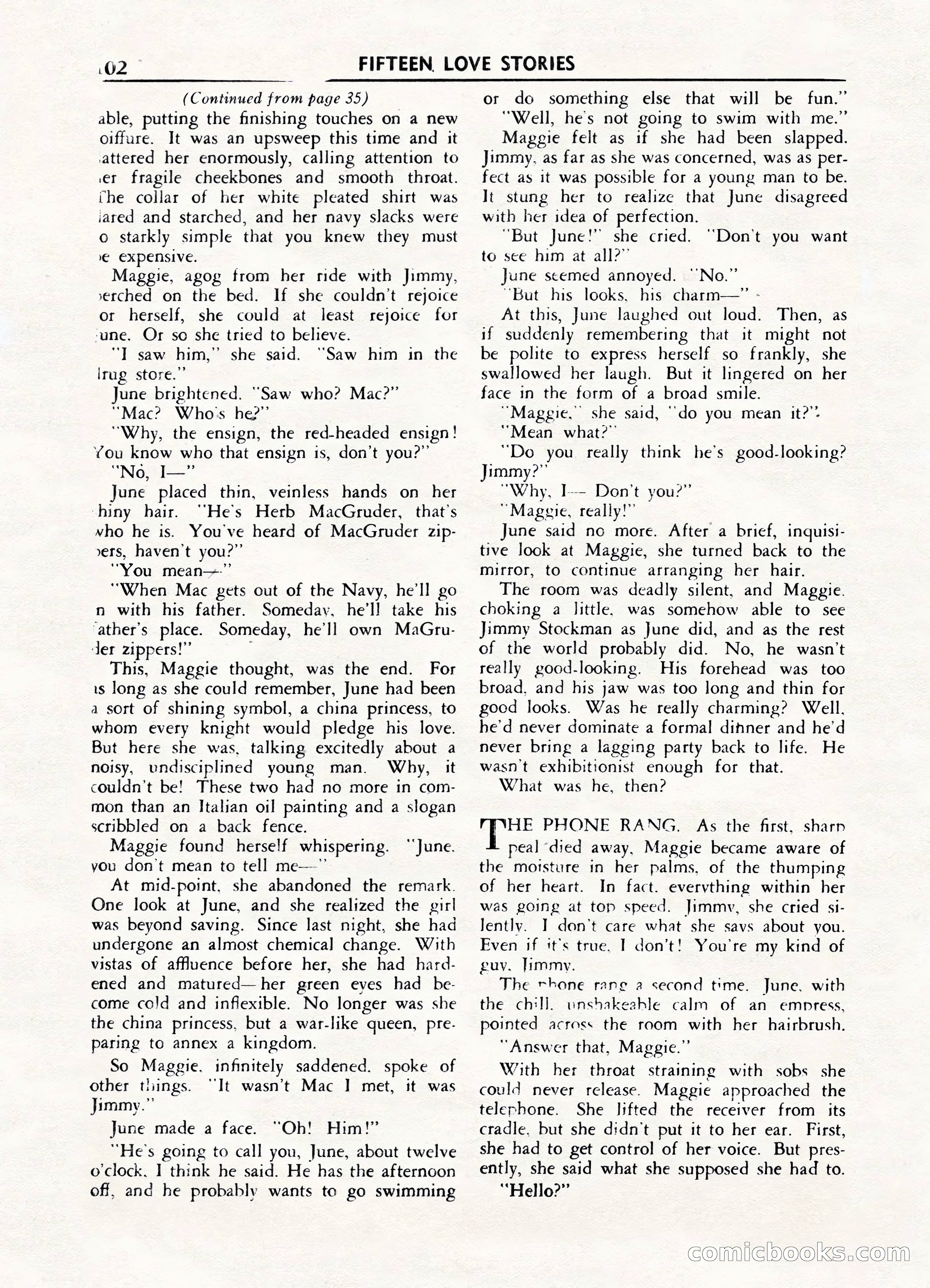 Fifteen Love Stories, March 1954 — page 102 of 116