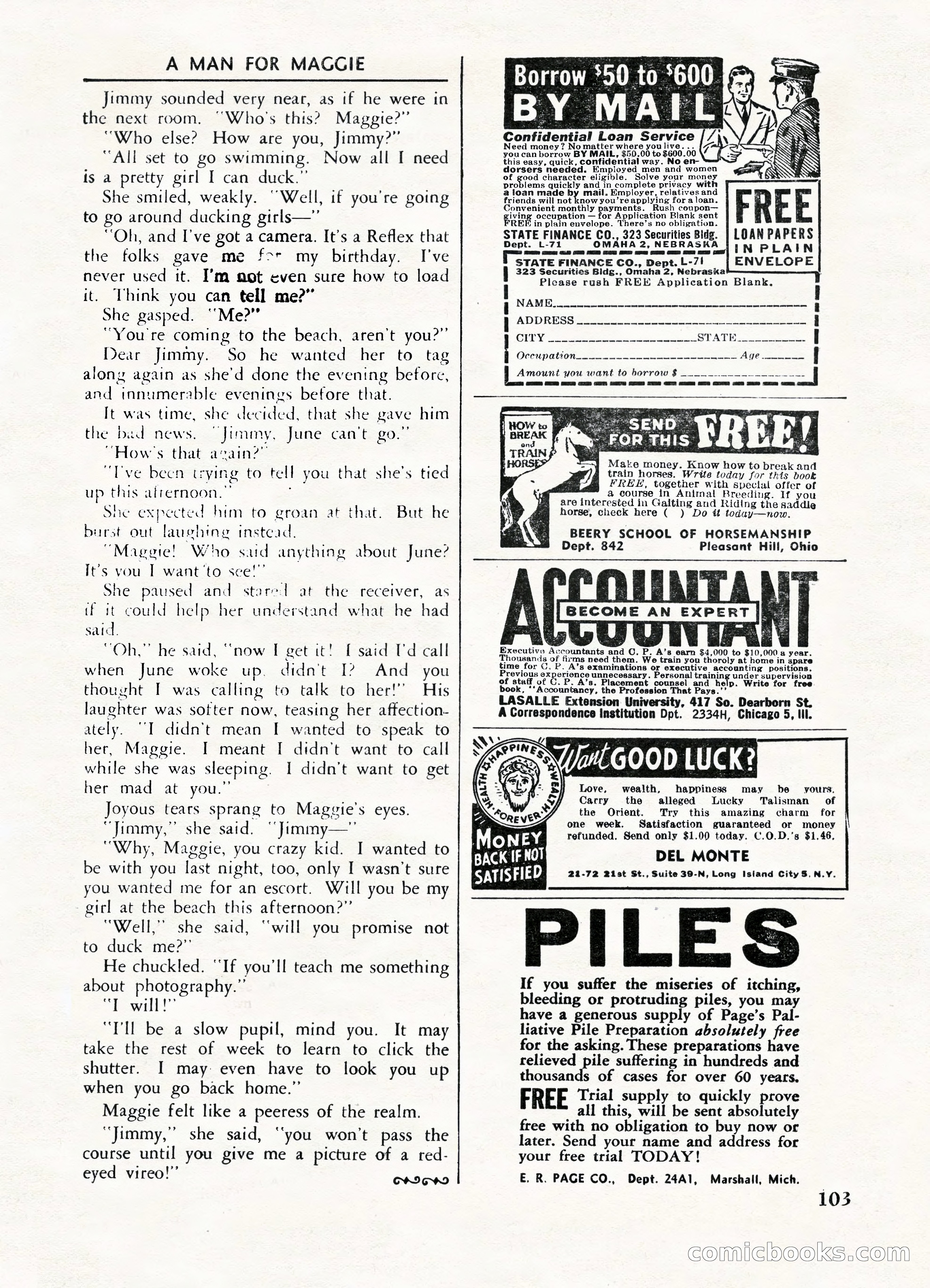 Fifteen Love Stories, March 1954 — page 103 of 116