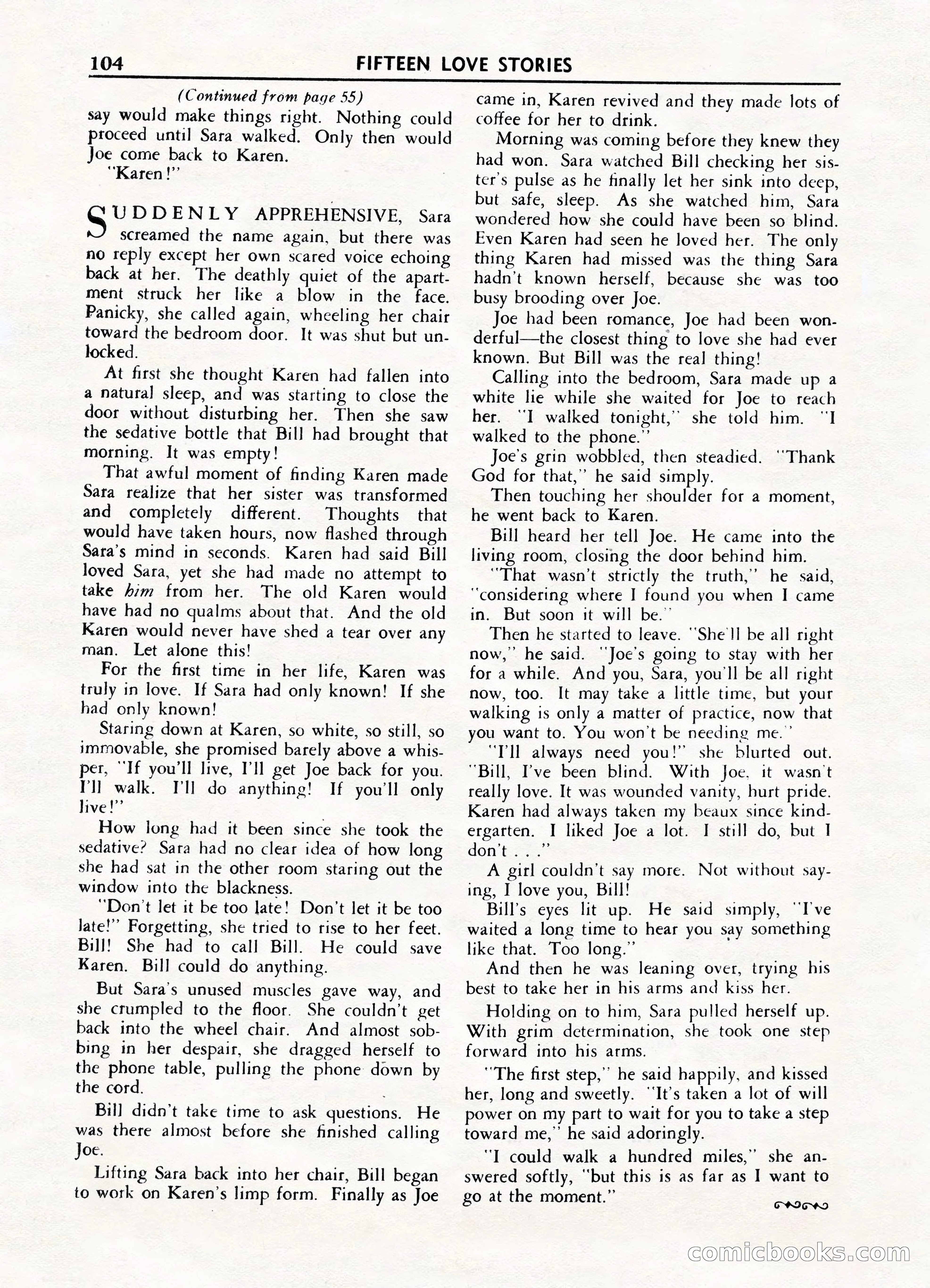 Fifteen Love Stories, March 1954 — page 104 of 116