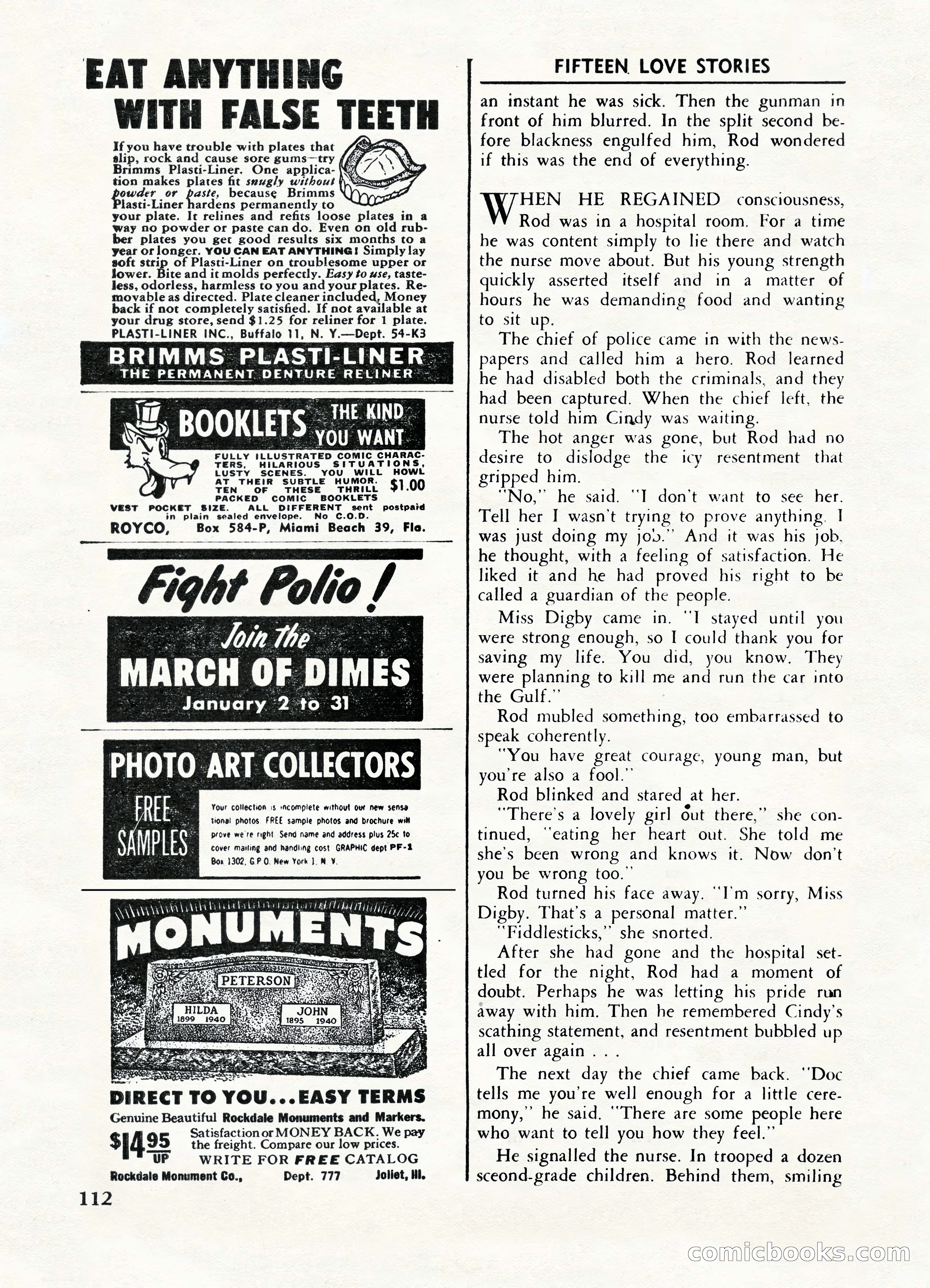 Fifteen Love Stories, March 1954 — page 112 of 116