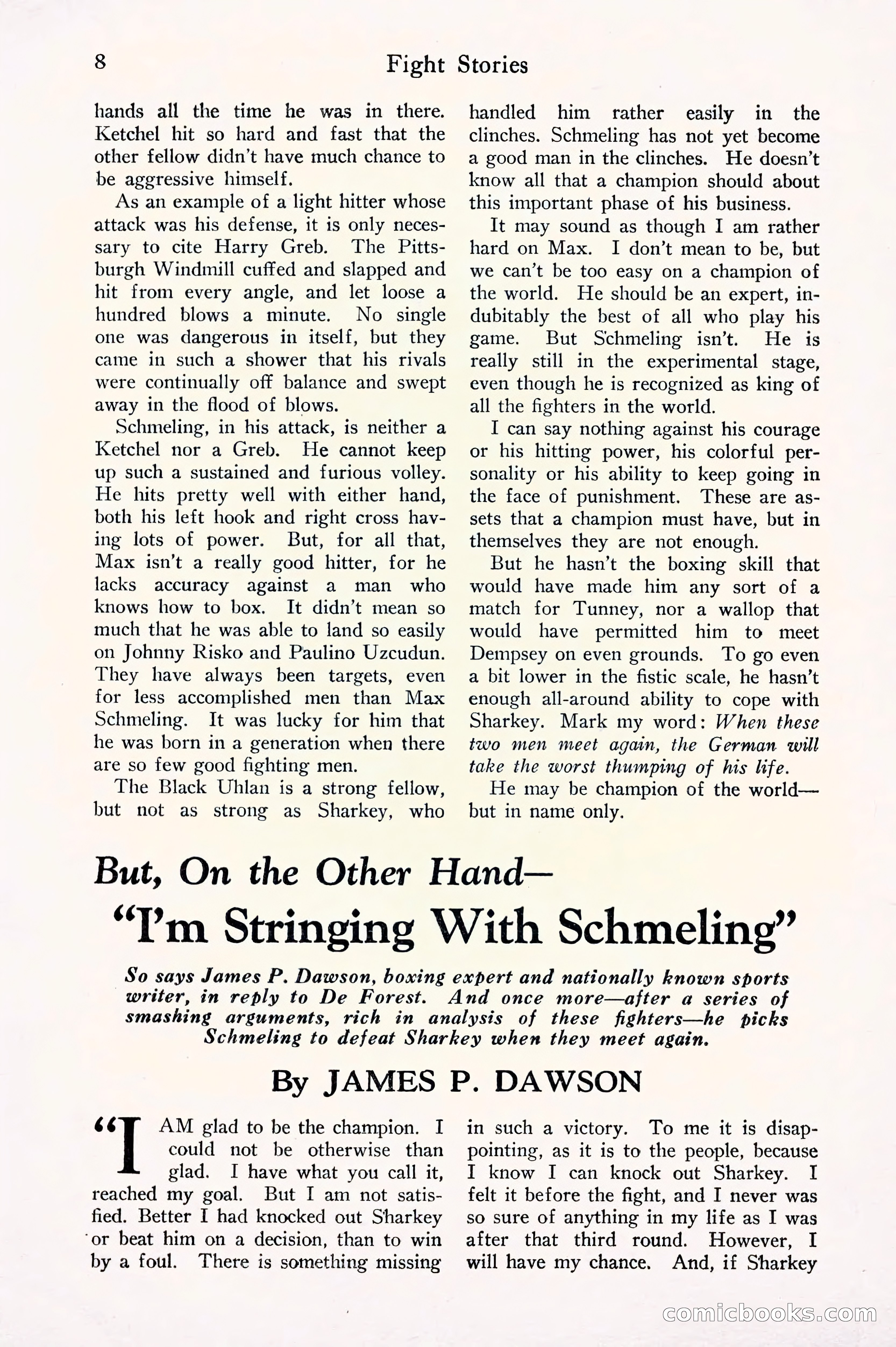 Fight Stories, September 1930 — page 10 of 133
