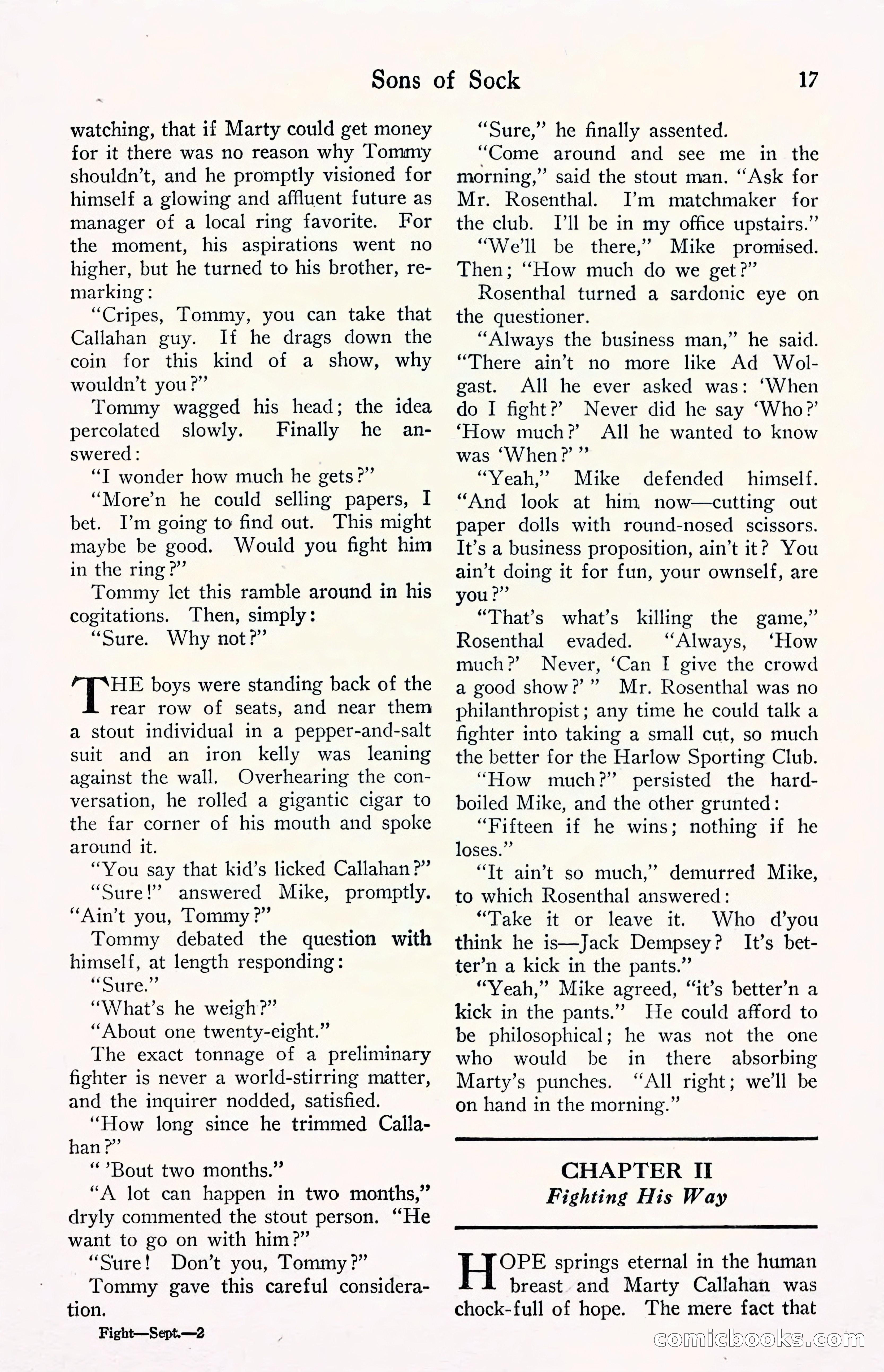 Fight Stories, September 1930 — page 19 of 133