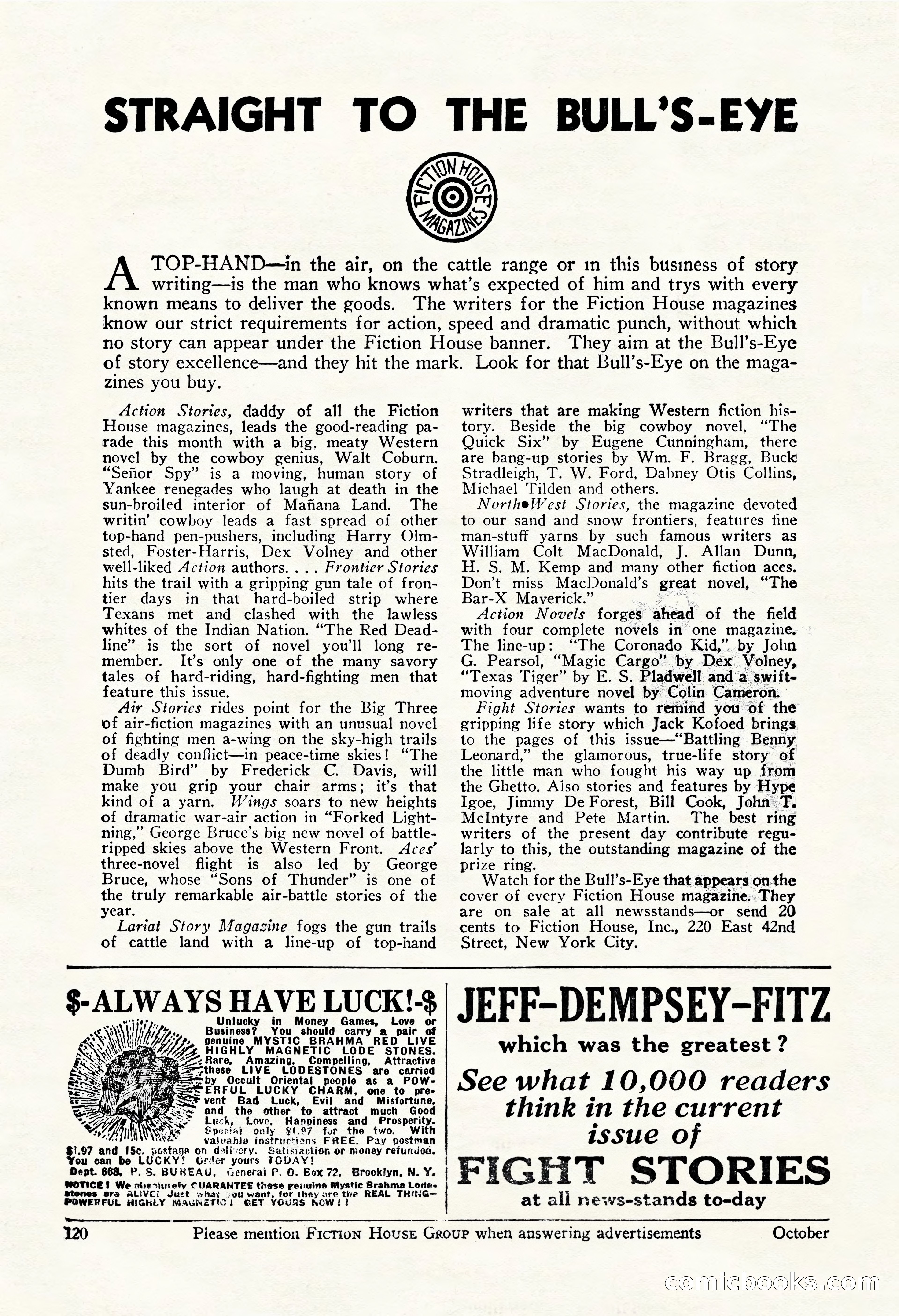 Fight Stories, October 1931 — page 122 of 132