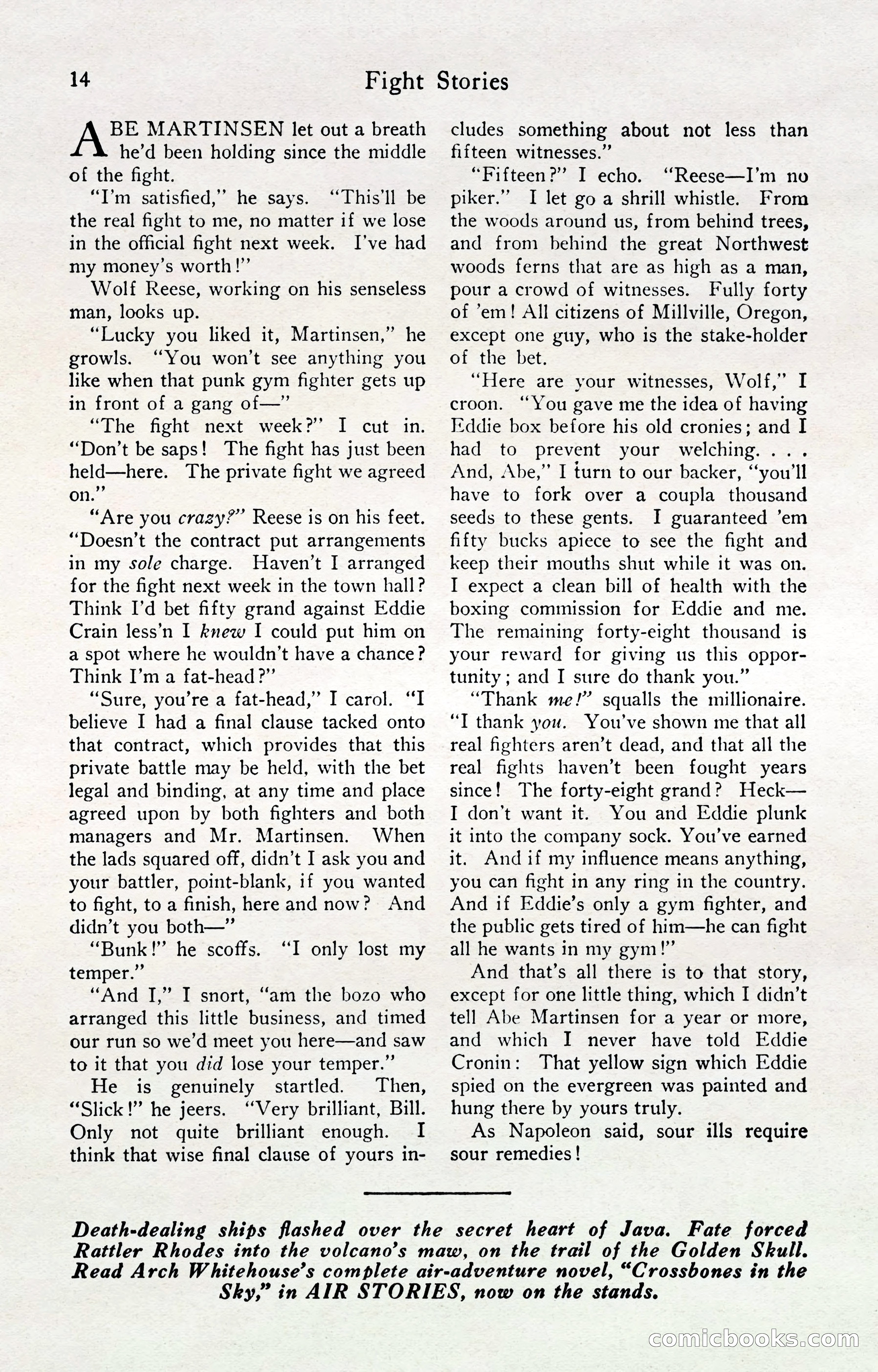 Fight Stories, April 1932 — page 16 of 132