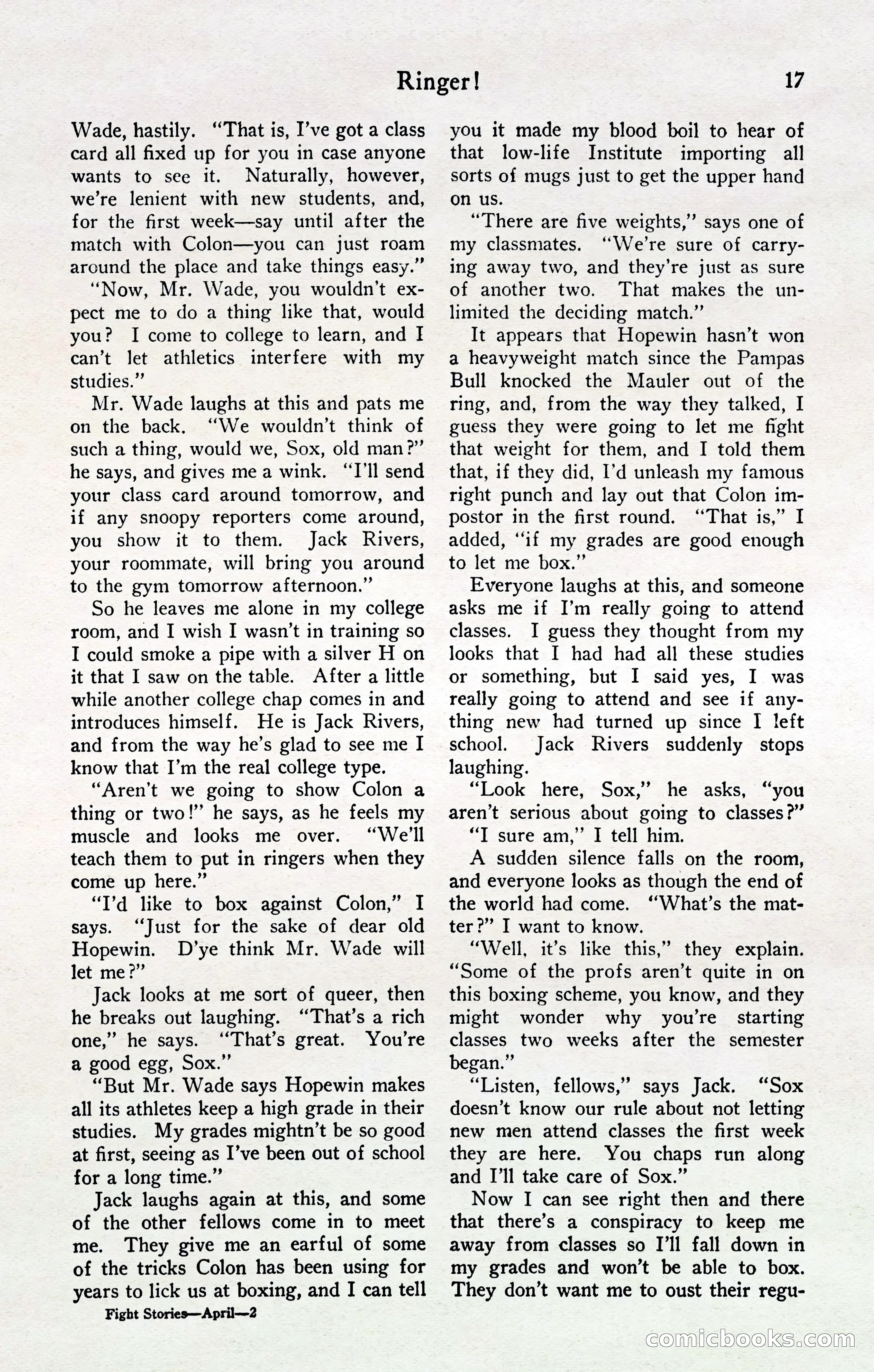 Fight Stories, April 1932 — page 19 of 132