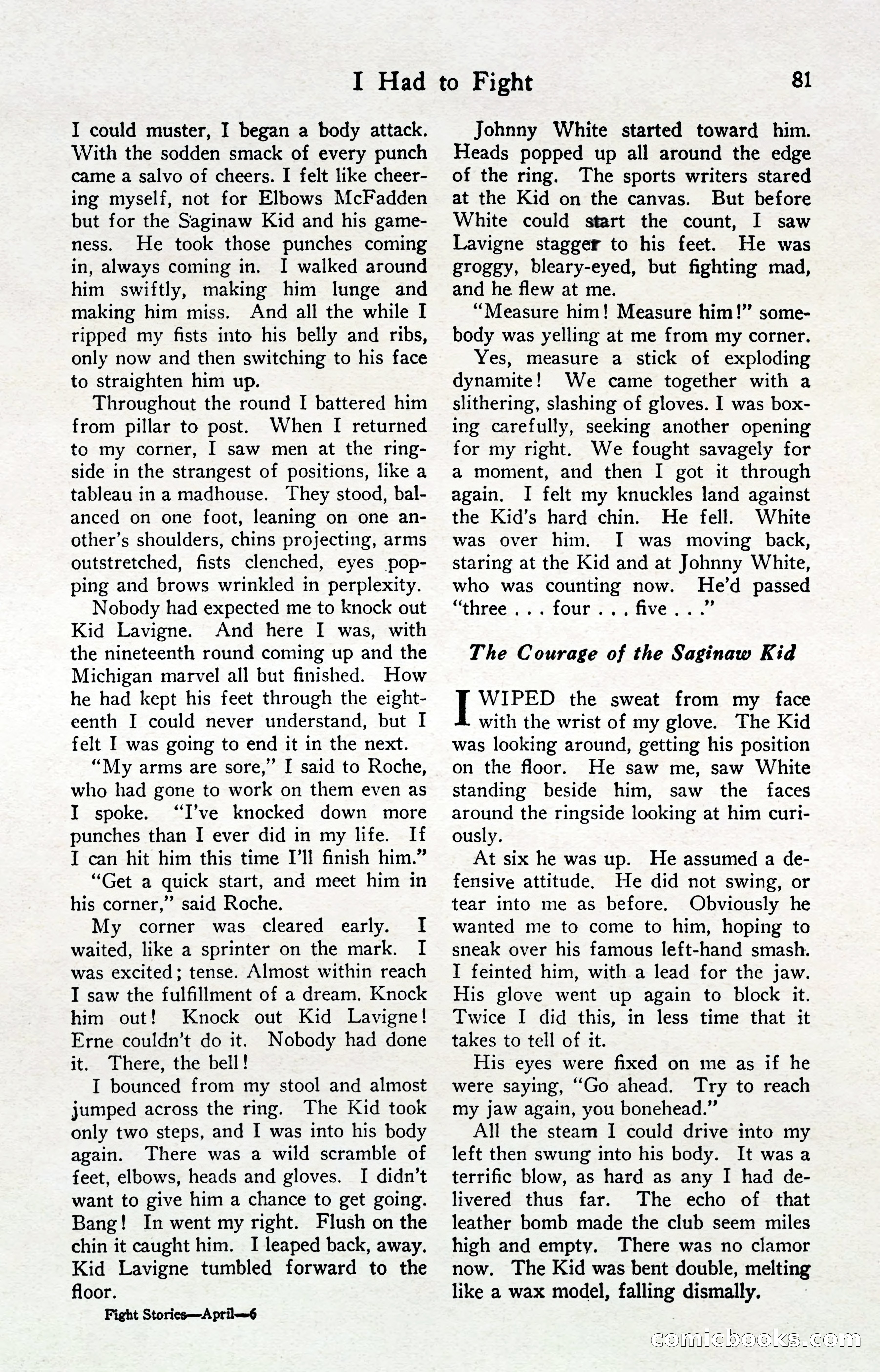 Fight Stories, April 1932 — page 83 of 132