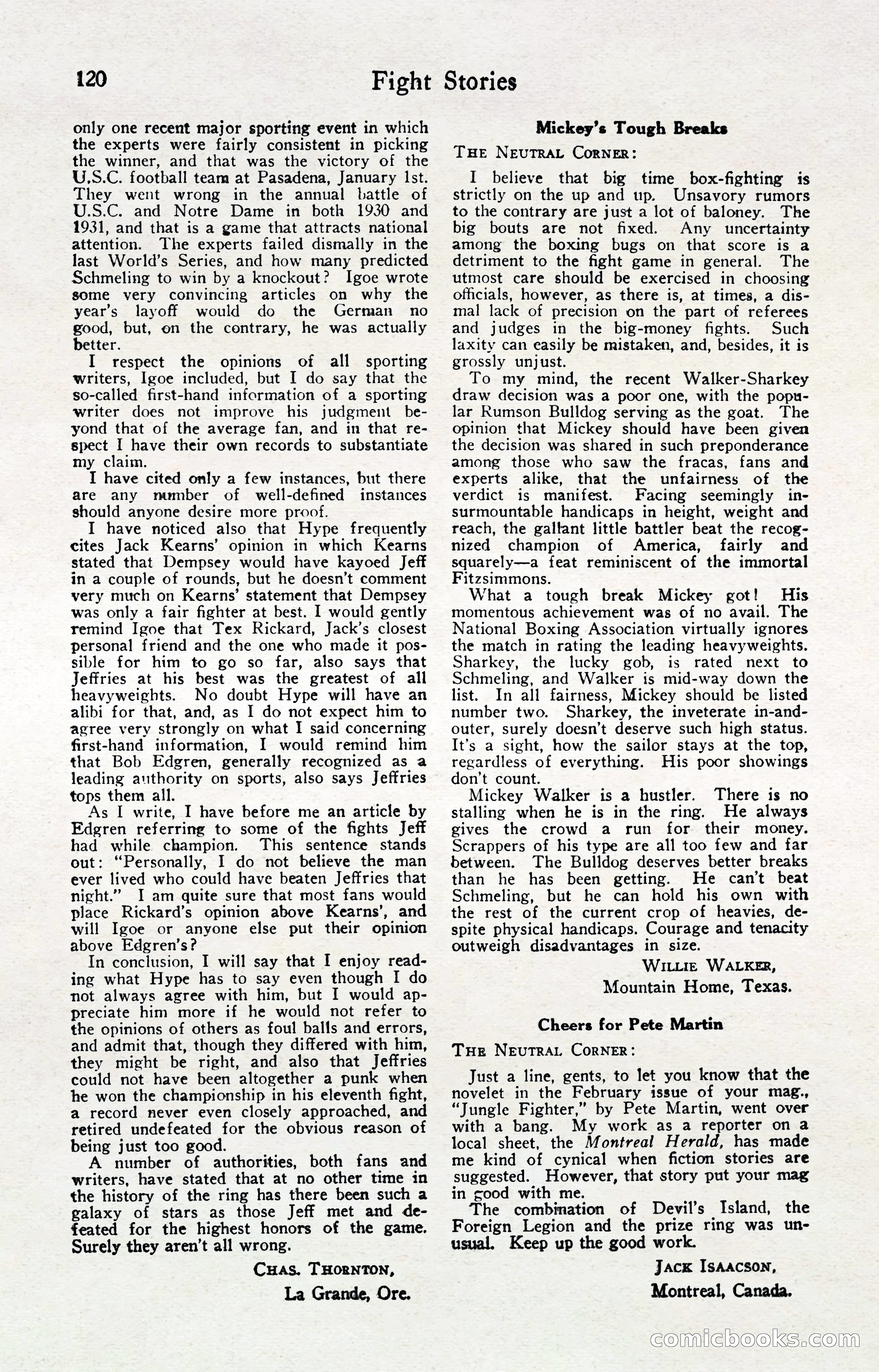 Fight Stories, April 1932 — page 122 of 132
