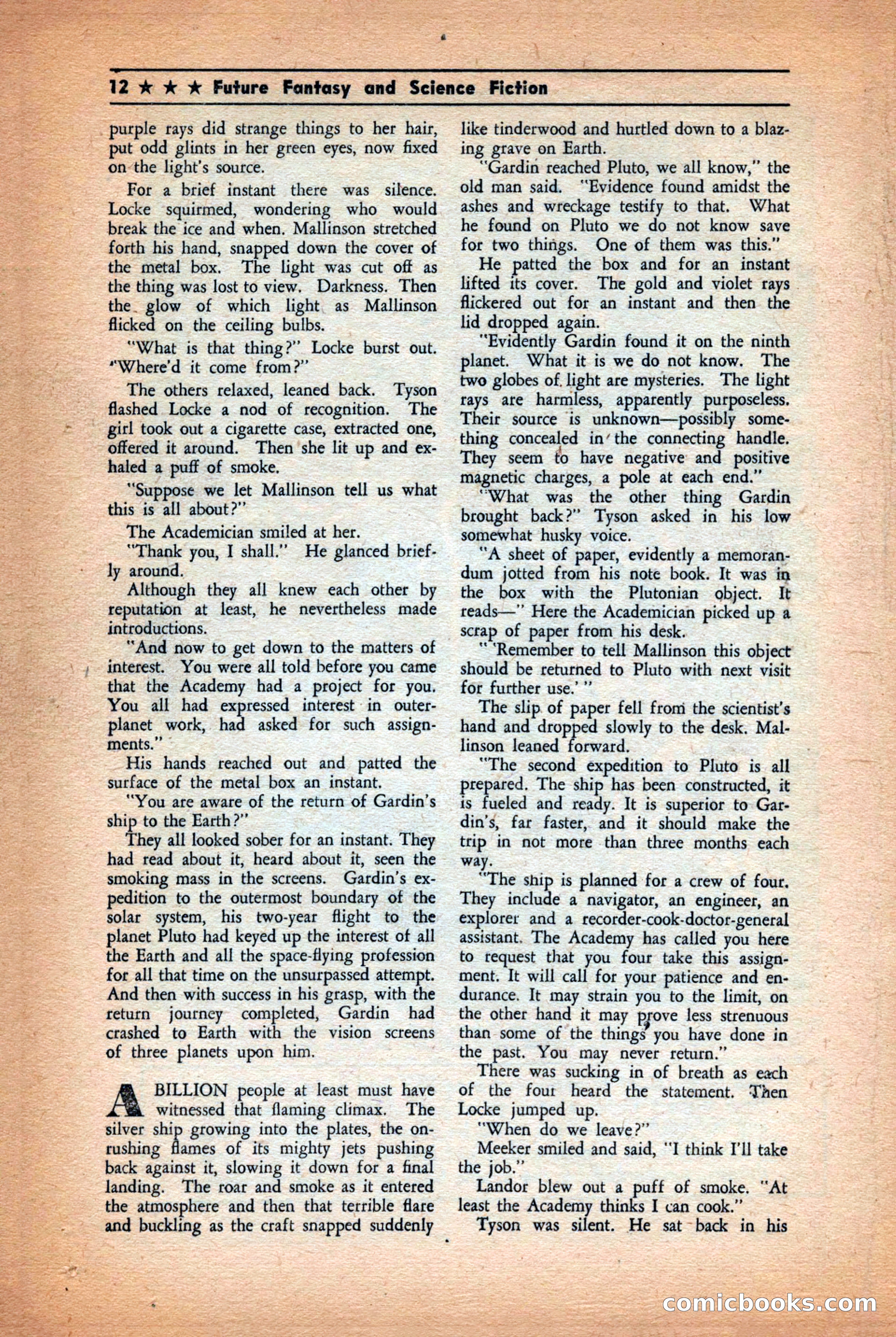 Future: Fantasy and Science Fiction, December 1942 — page 12 of 116