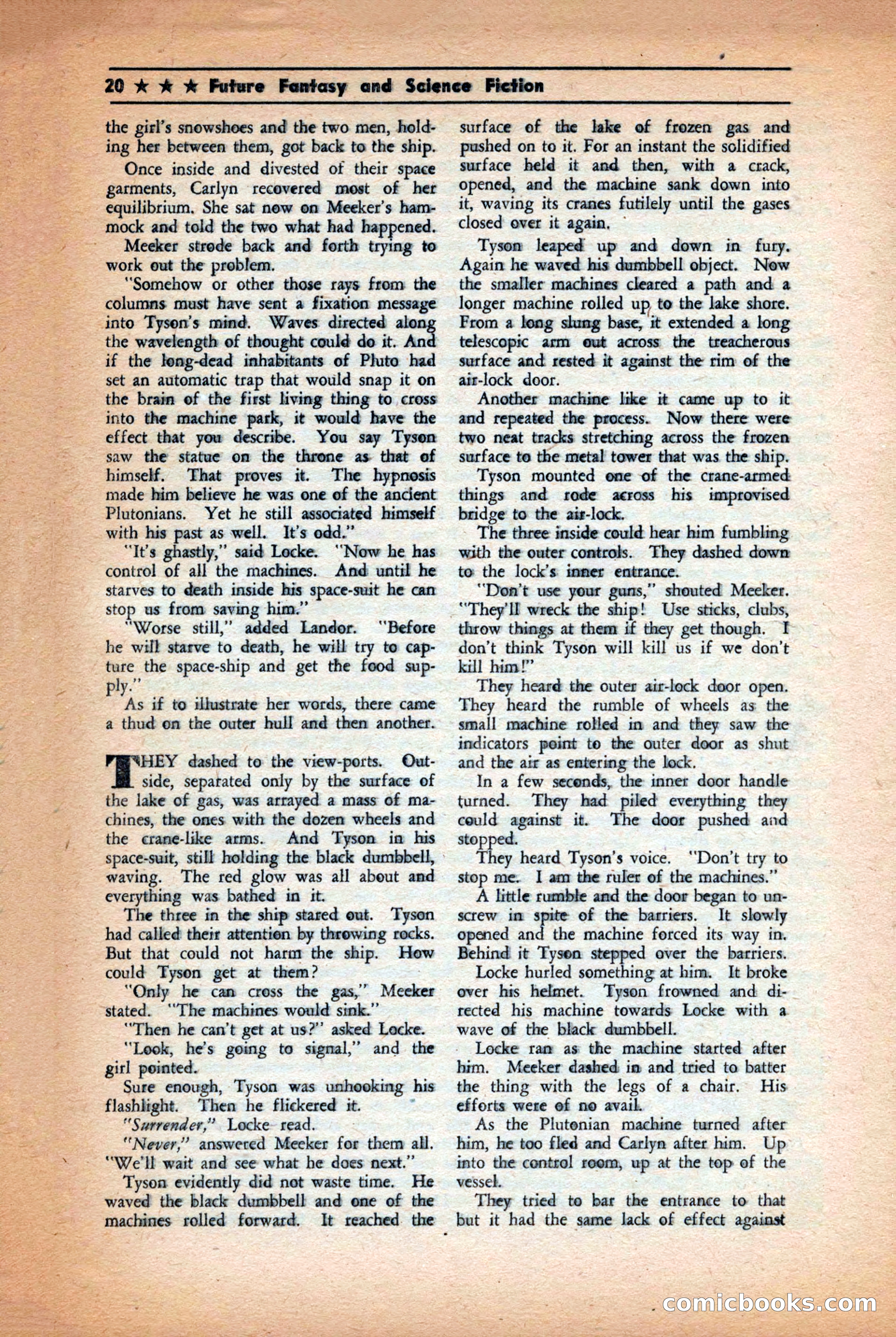 Future: Fantasy and Science Fiction, December 1942 — page 20 of 116