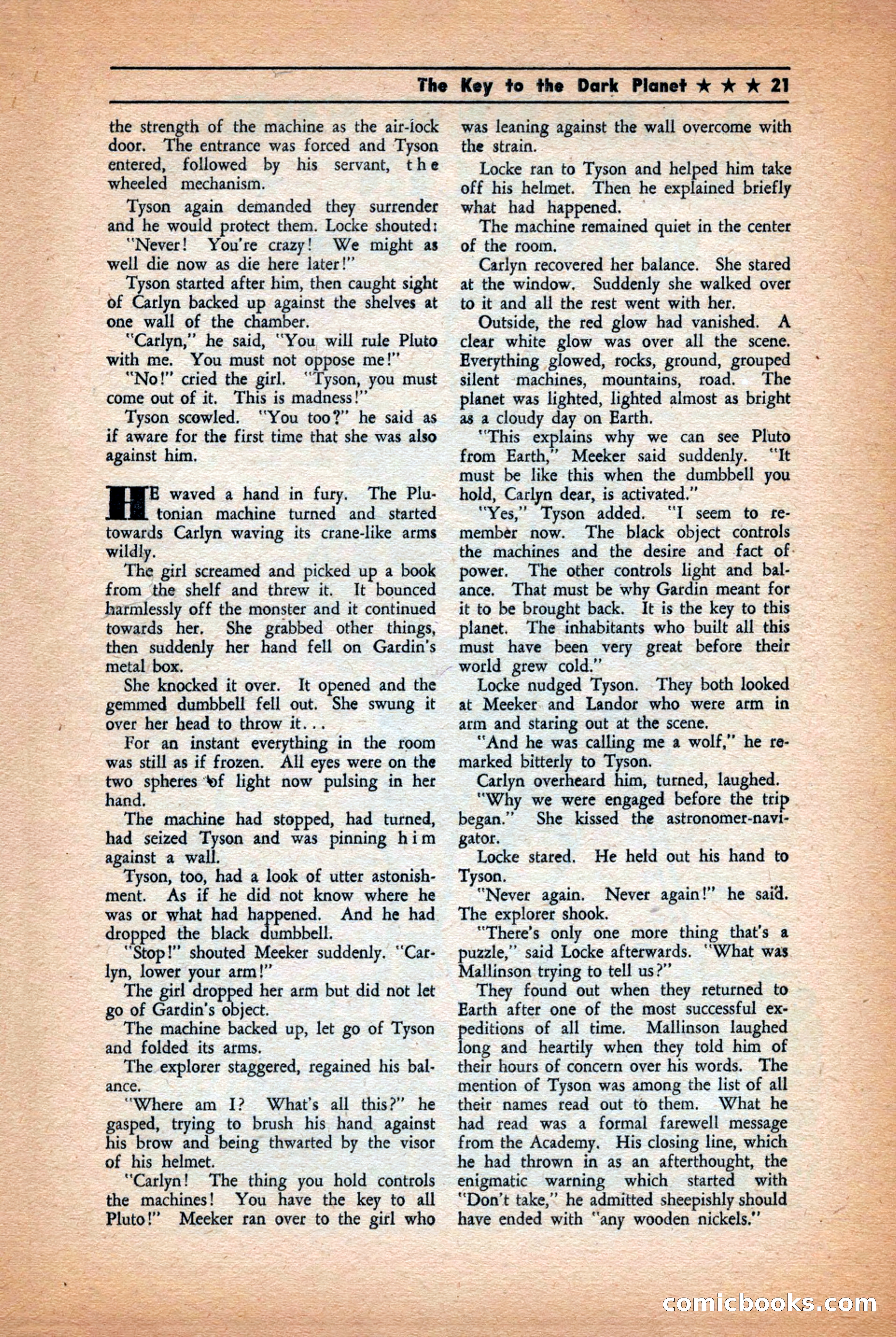 Future: Fantasy and Science Fiction, December 1942 — page 21 of 116