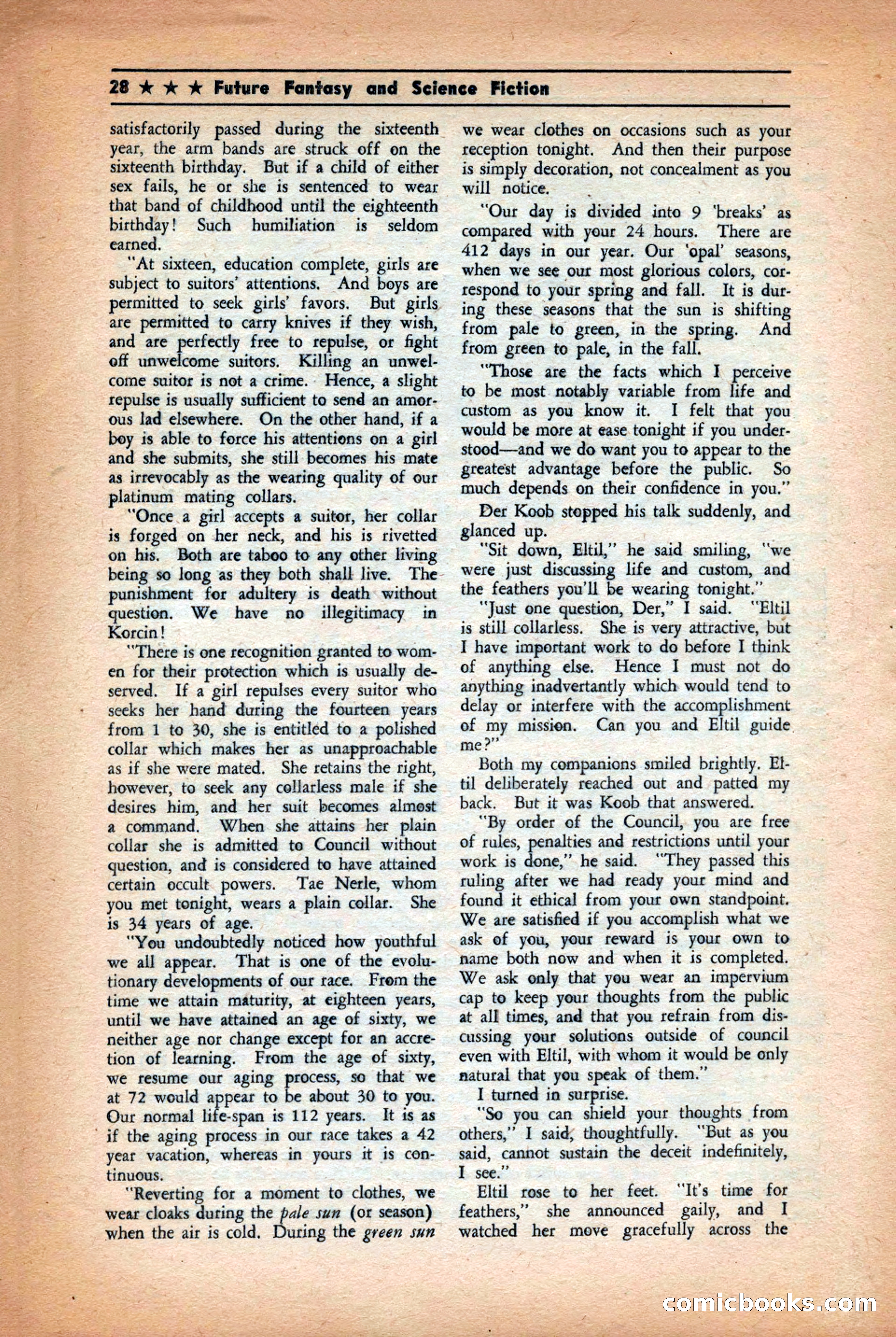 Future: Fantasy and Science Fiction, December 1942 — page 28 of 116