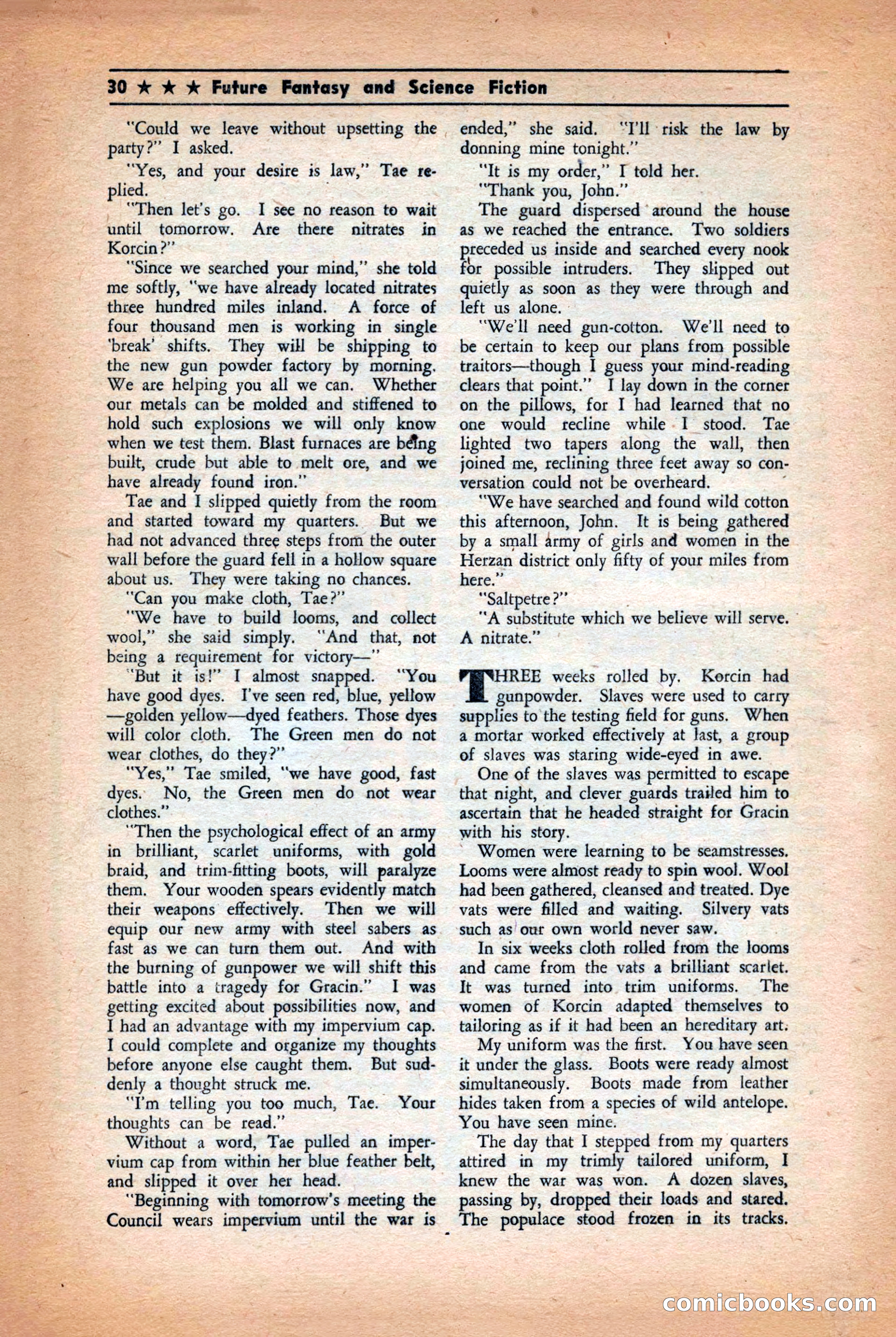Future: Fantasy and Science Fiction, December 1942 — page 30 of 116