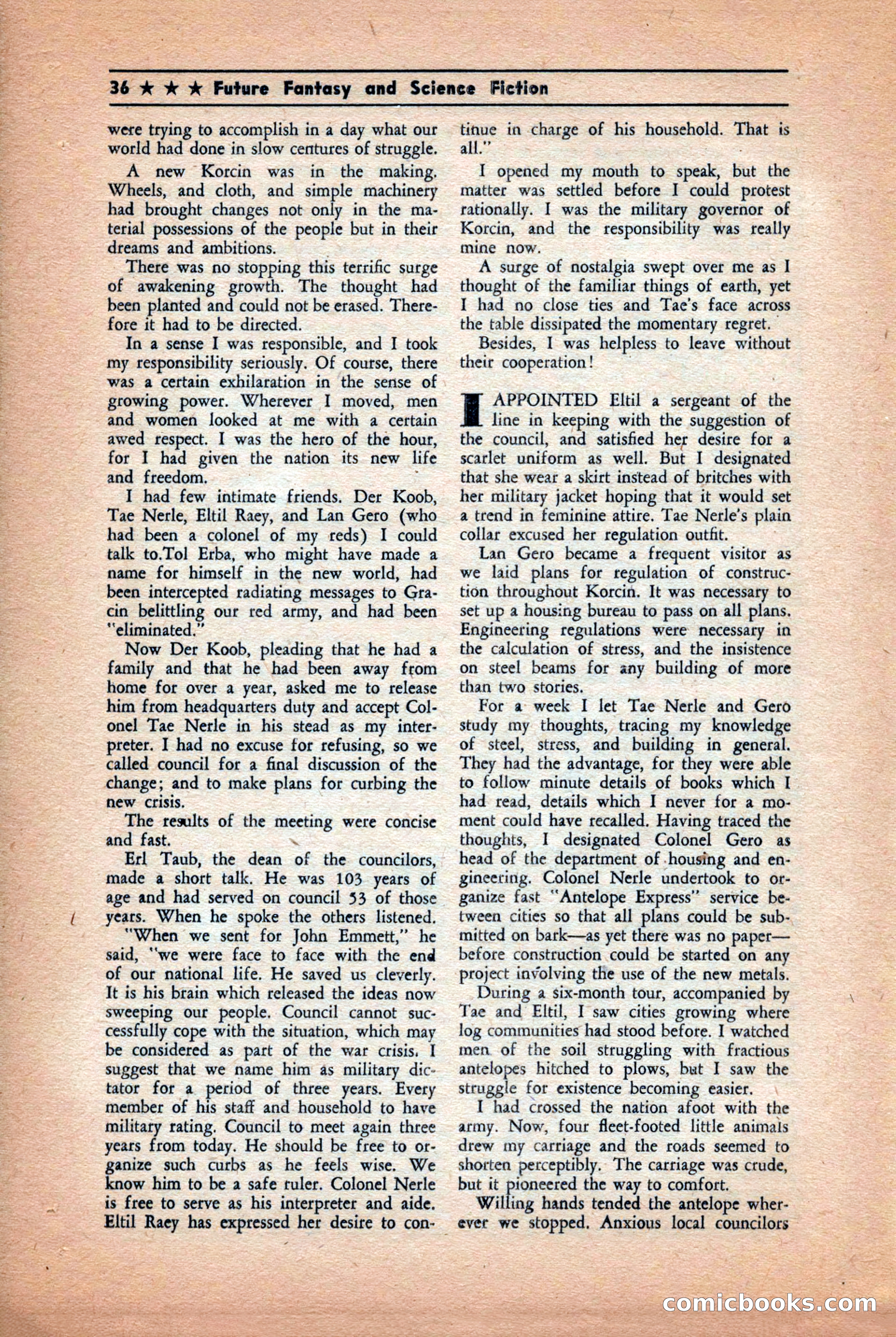 Future: Fantasy and Science Fiction, December 1942 — page 36 of 116