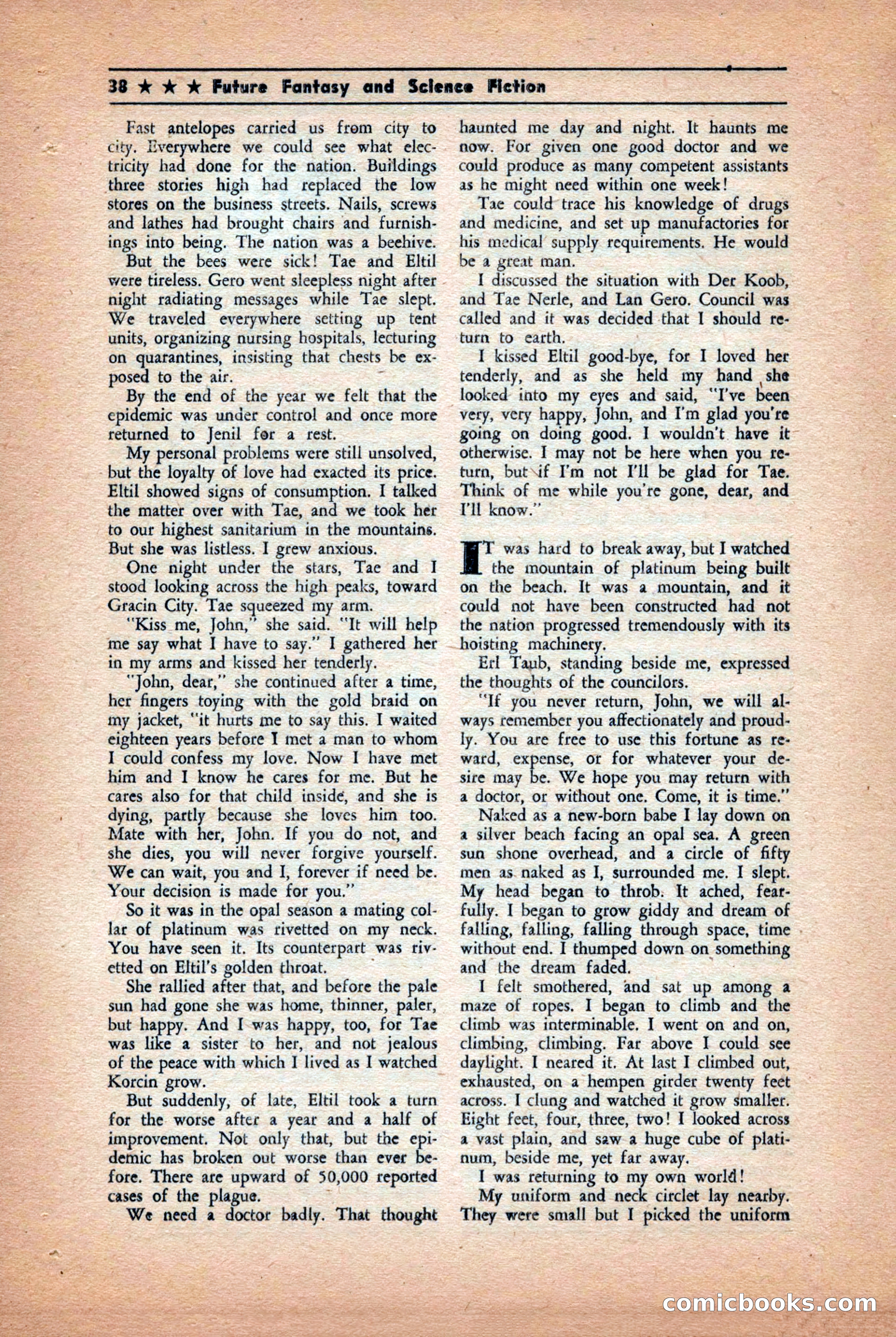 Future: Fantasy and Science Fiction, December 1942 — page 38 of 116