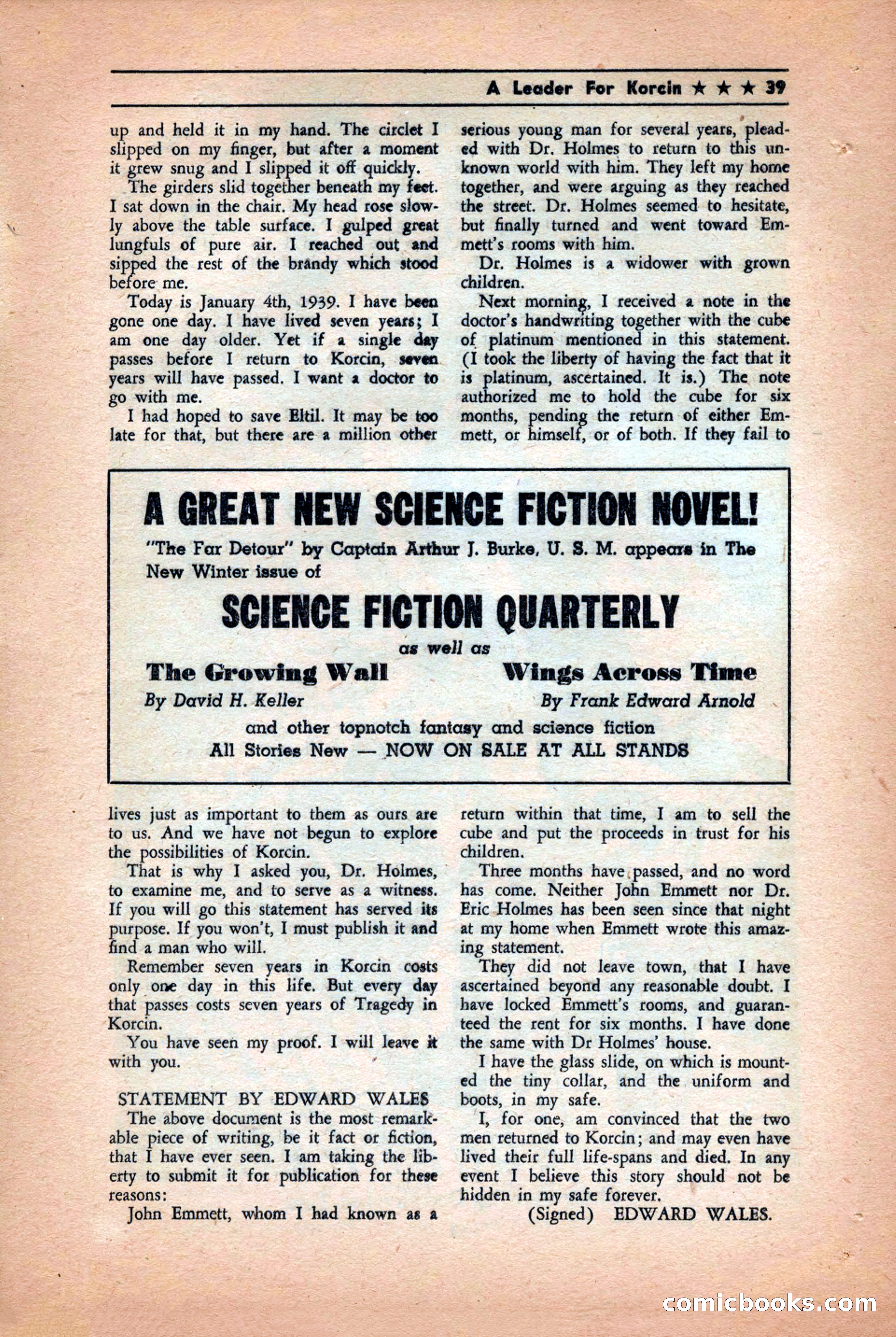 Future: Fantasy and Science Fiction, December 1942 — page 39 of 116