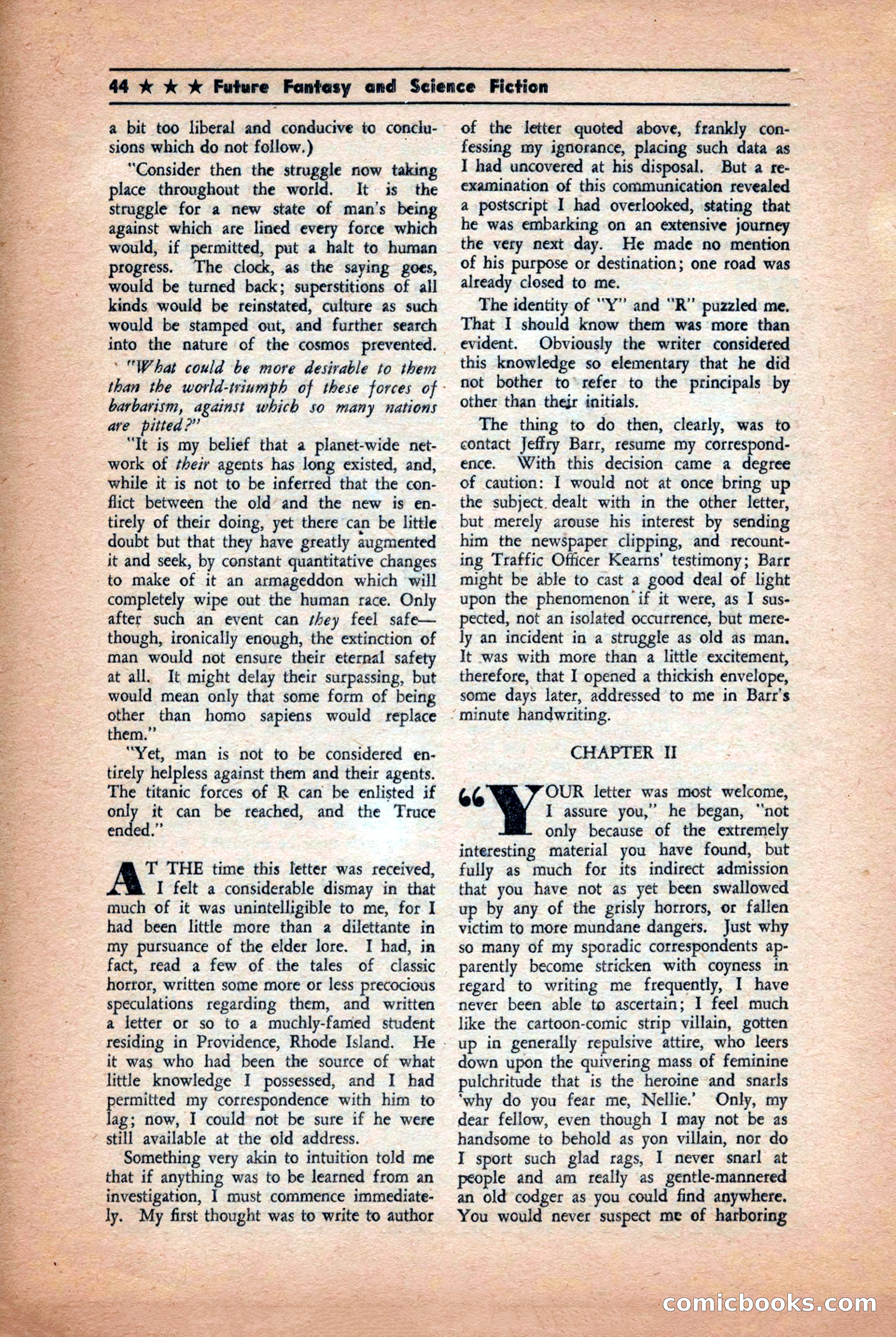 Future: Fantasy and Science Fiction, December 1942 — page 44 of 116