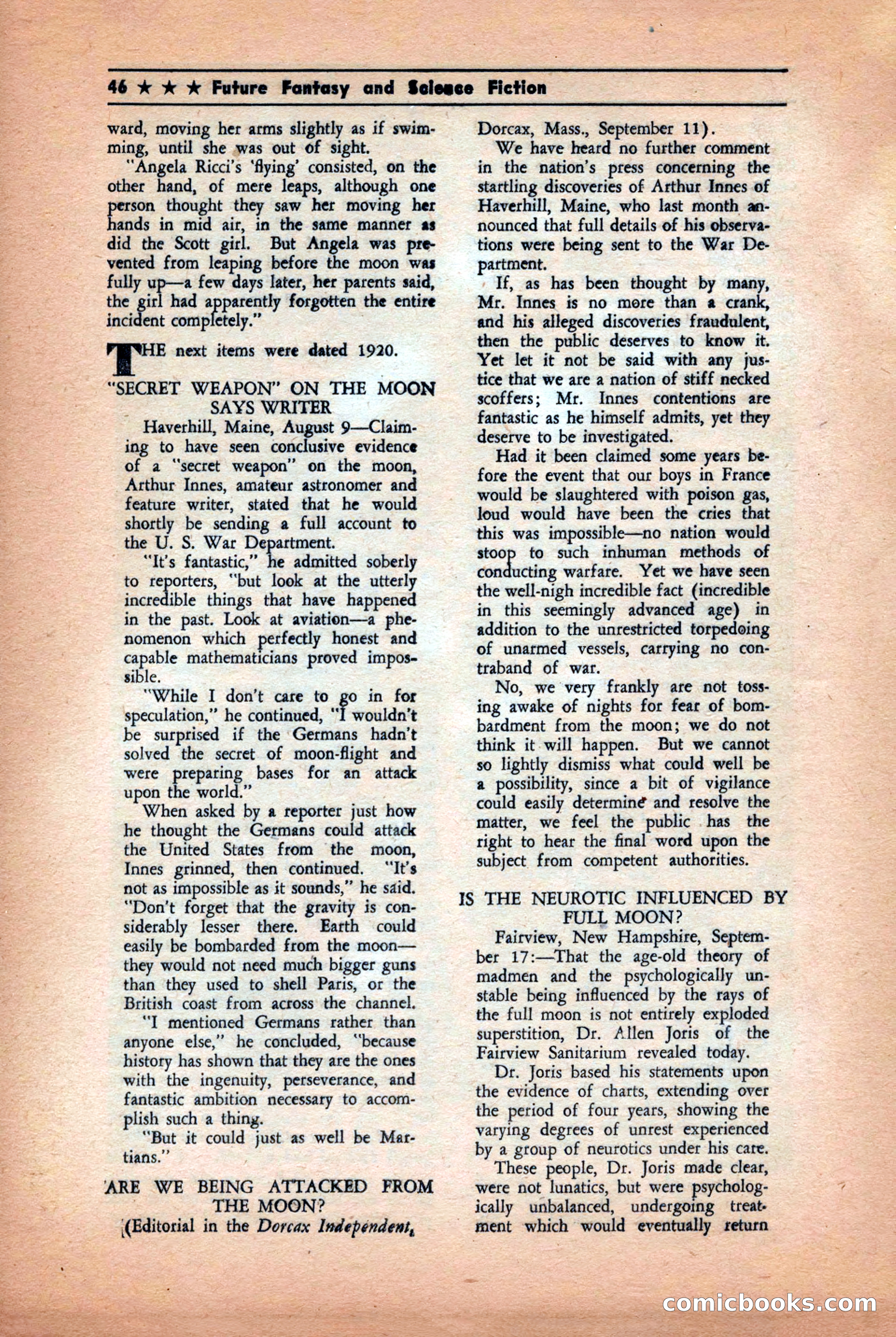 Future: Fantasy and Science Fiction, December 1942 — page 46 of 116