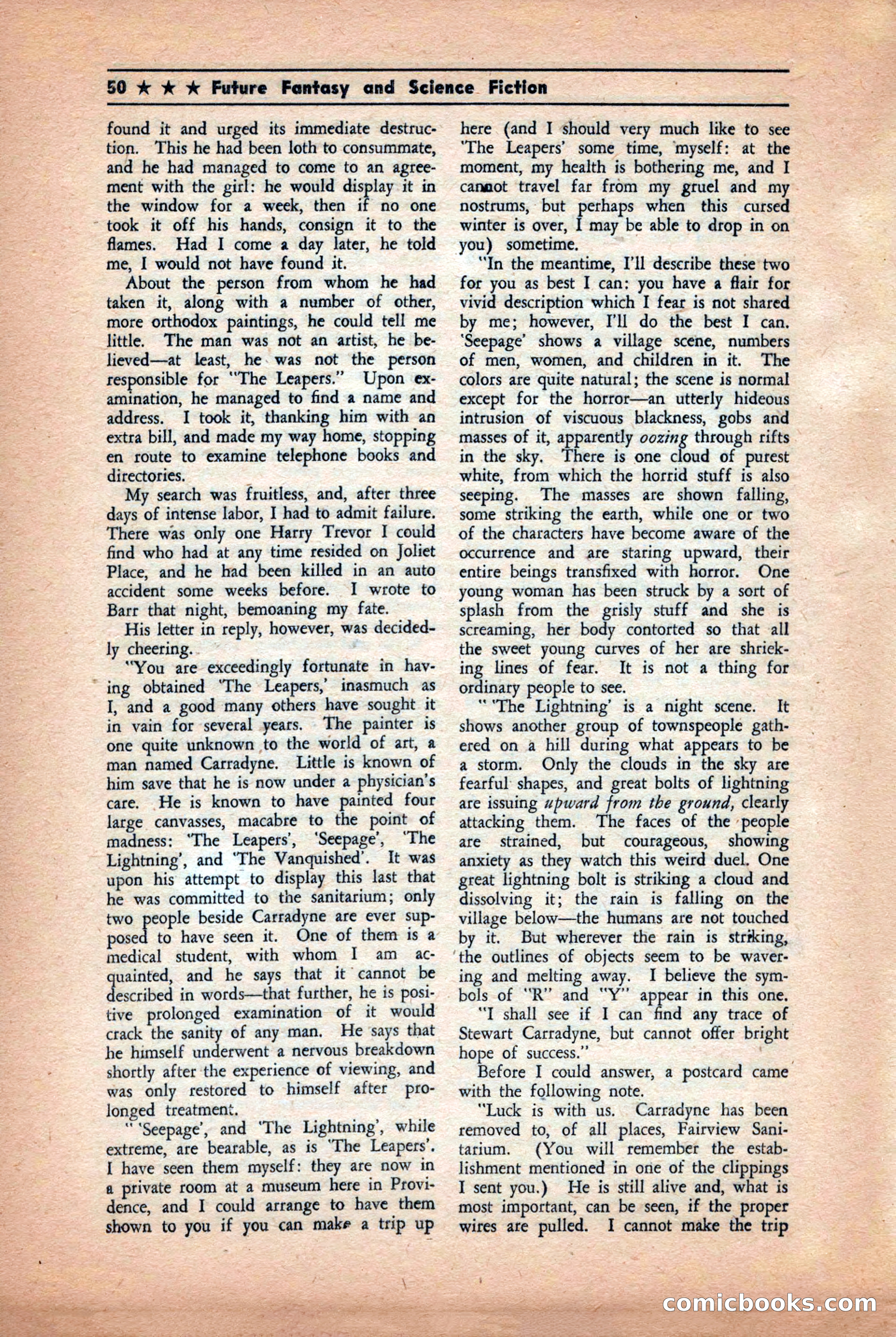 Future: Fantasy and Science Fiction, December 1942 — page 50 of 116