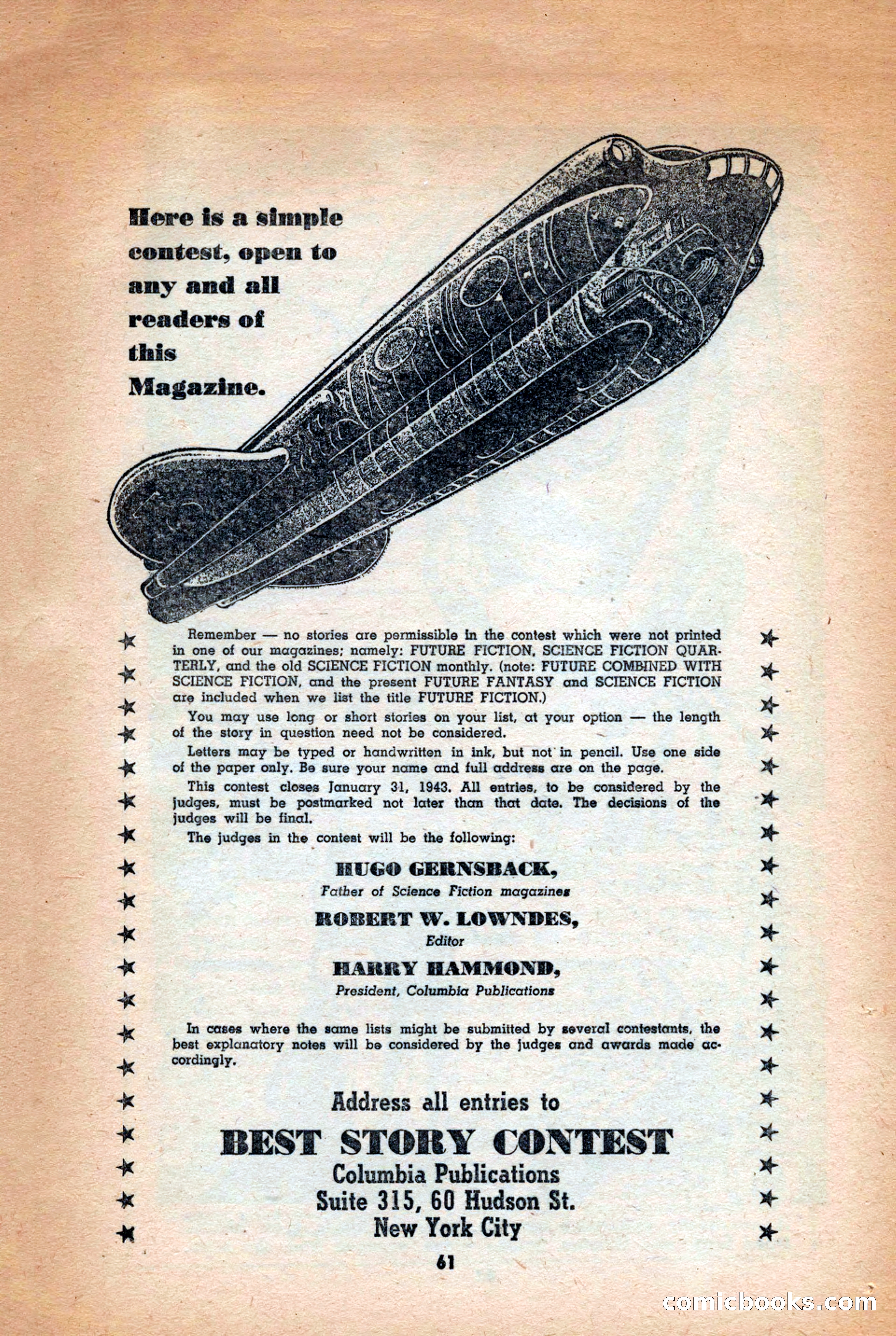 Future: Fantasy and Science Fiction, December 1942 — page 61 of 116
