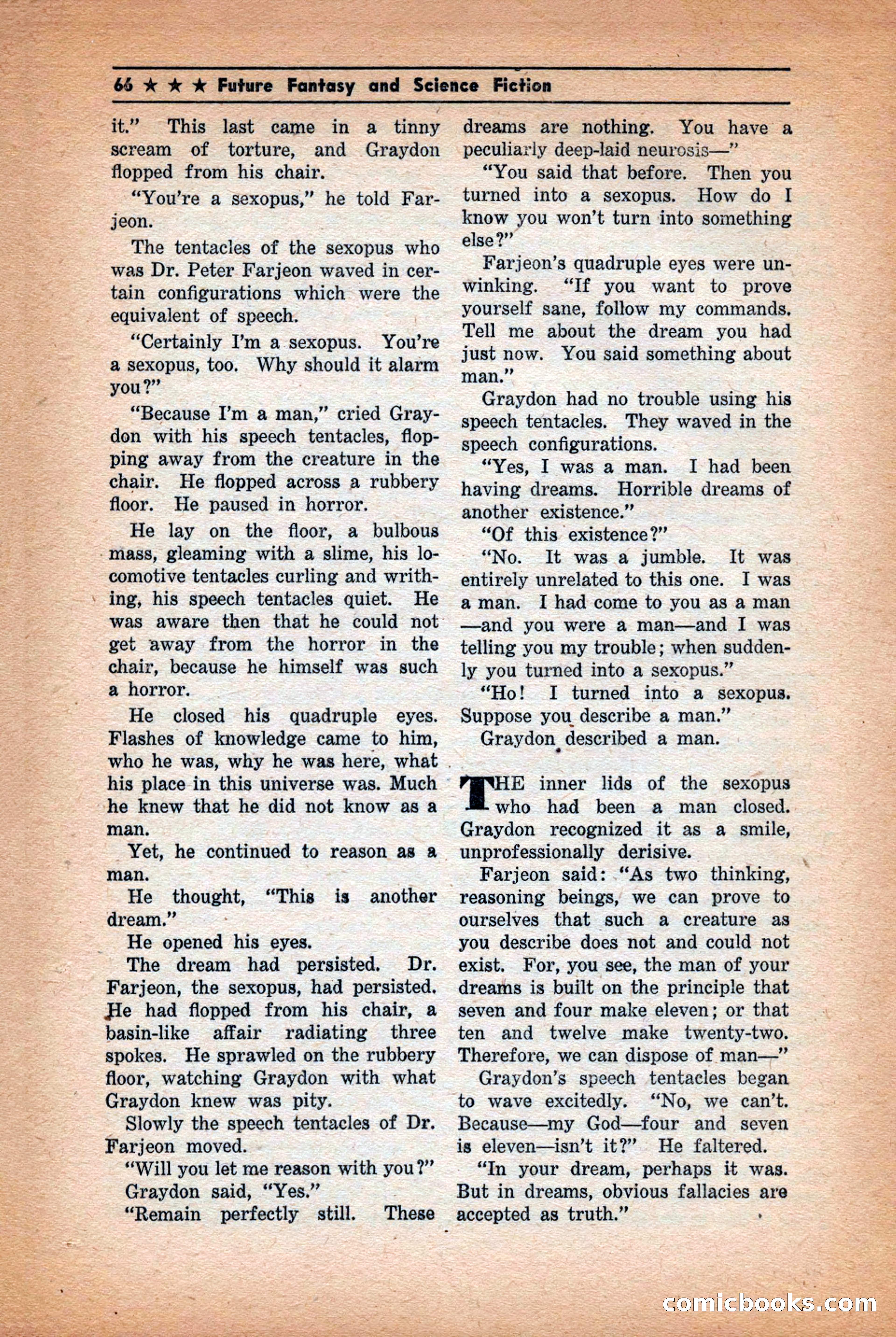 Future: Fantasy and Science Fiction, December 1942 — page 66 of 116