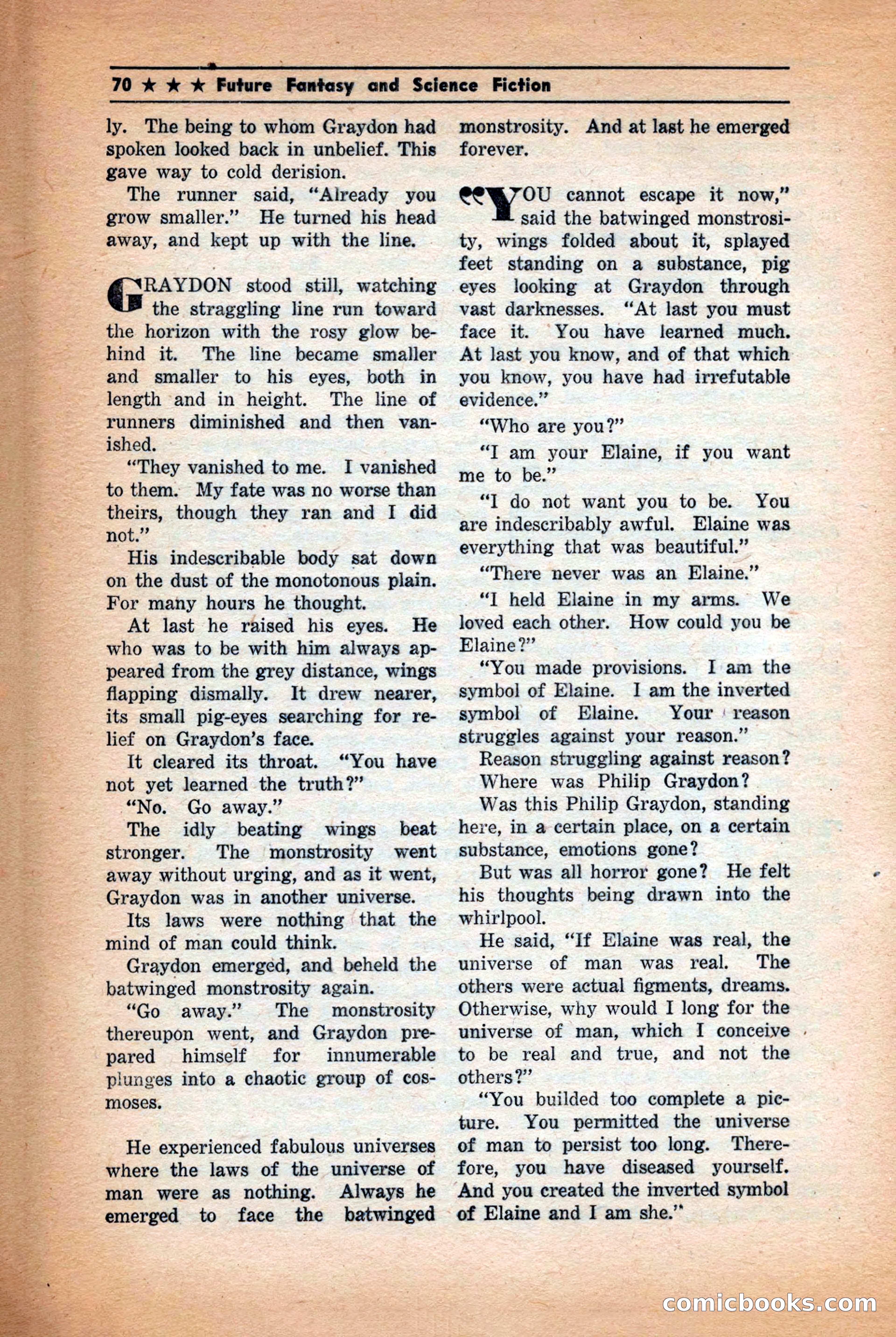 Future: Fantasy and Science Fiction, December 1942 — page 70 of 116